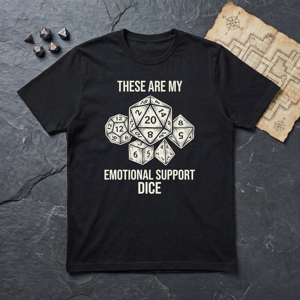 Emotional Support Dice T-Shirt — Black