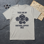 Emotional Support Dice T-Shirt — Ice Grey