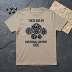 Emotional Support Dice T-Shirt — Sand