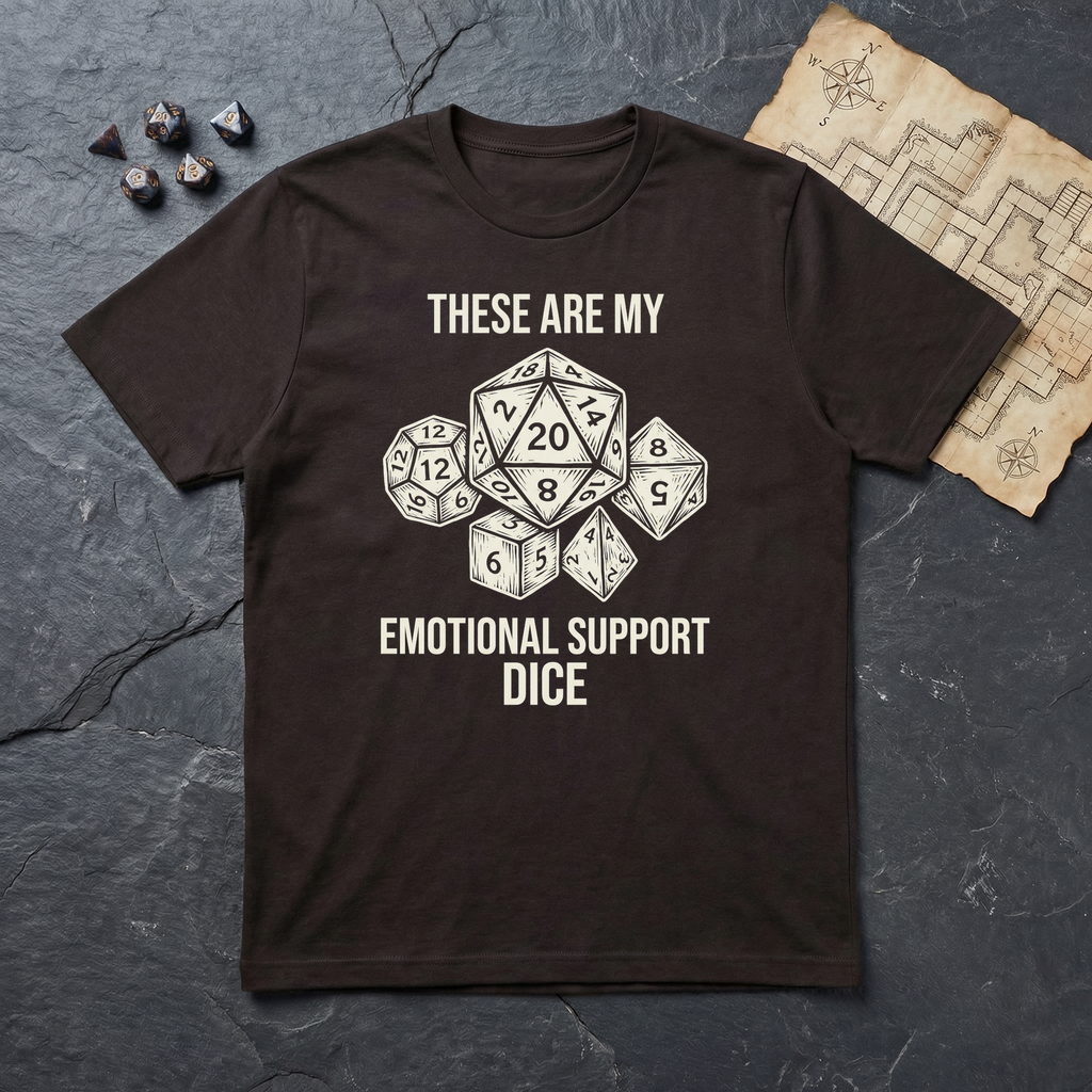 Emotional Support Dice T-Shirt — Dark Chocolate