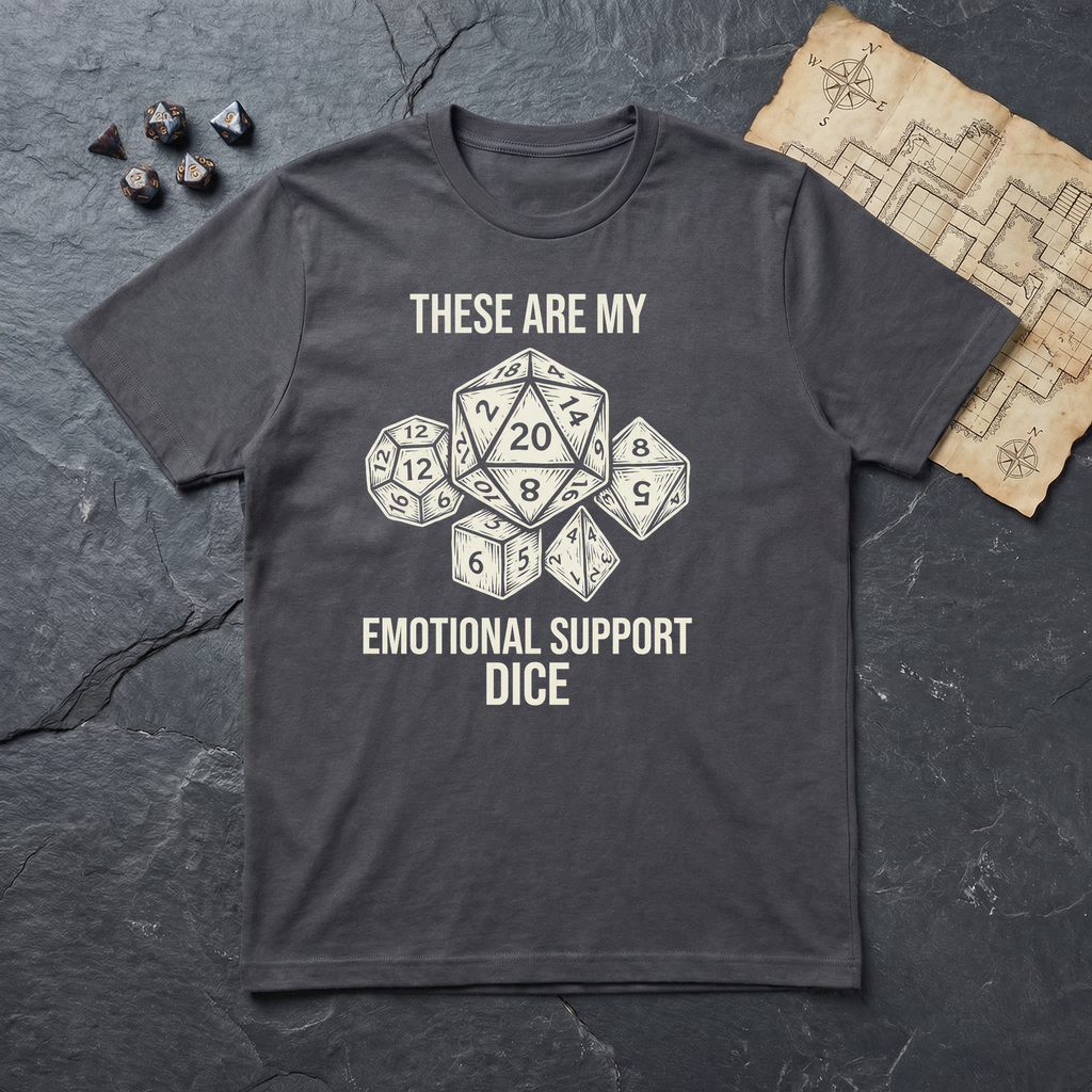 Emotional Support Dice T-Shirt — Charcoal