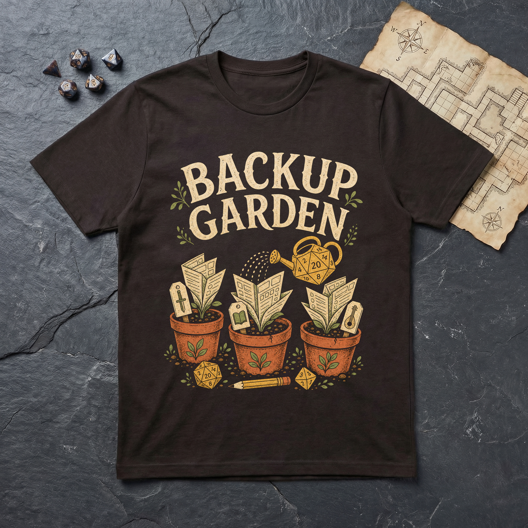 Backup Garden T-Shirt — Dark Chocolate