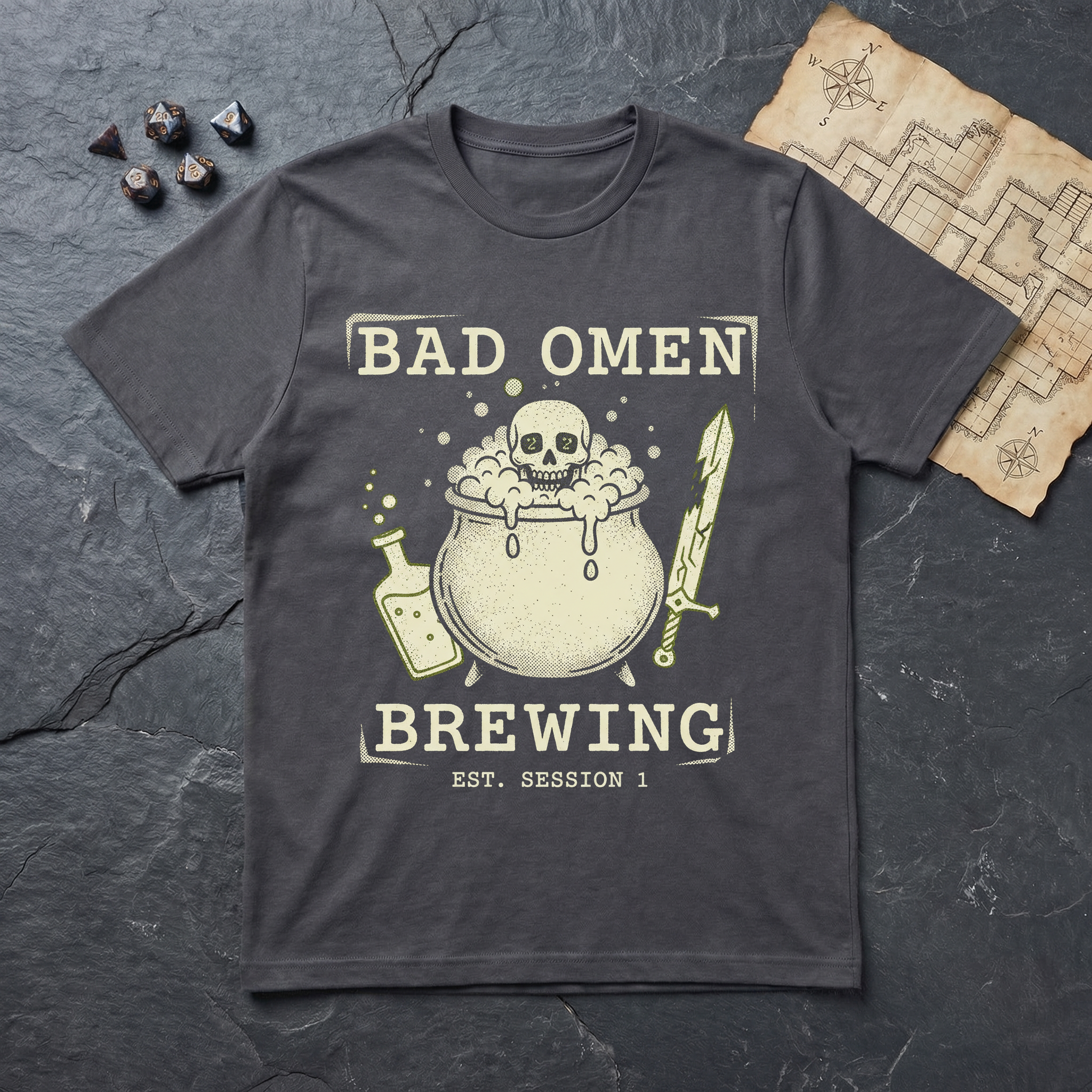 Bad Omen Brewing T-Shirt — Charcoal