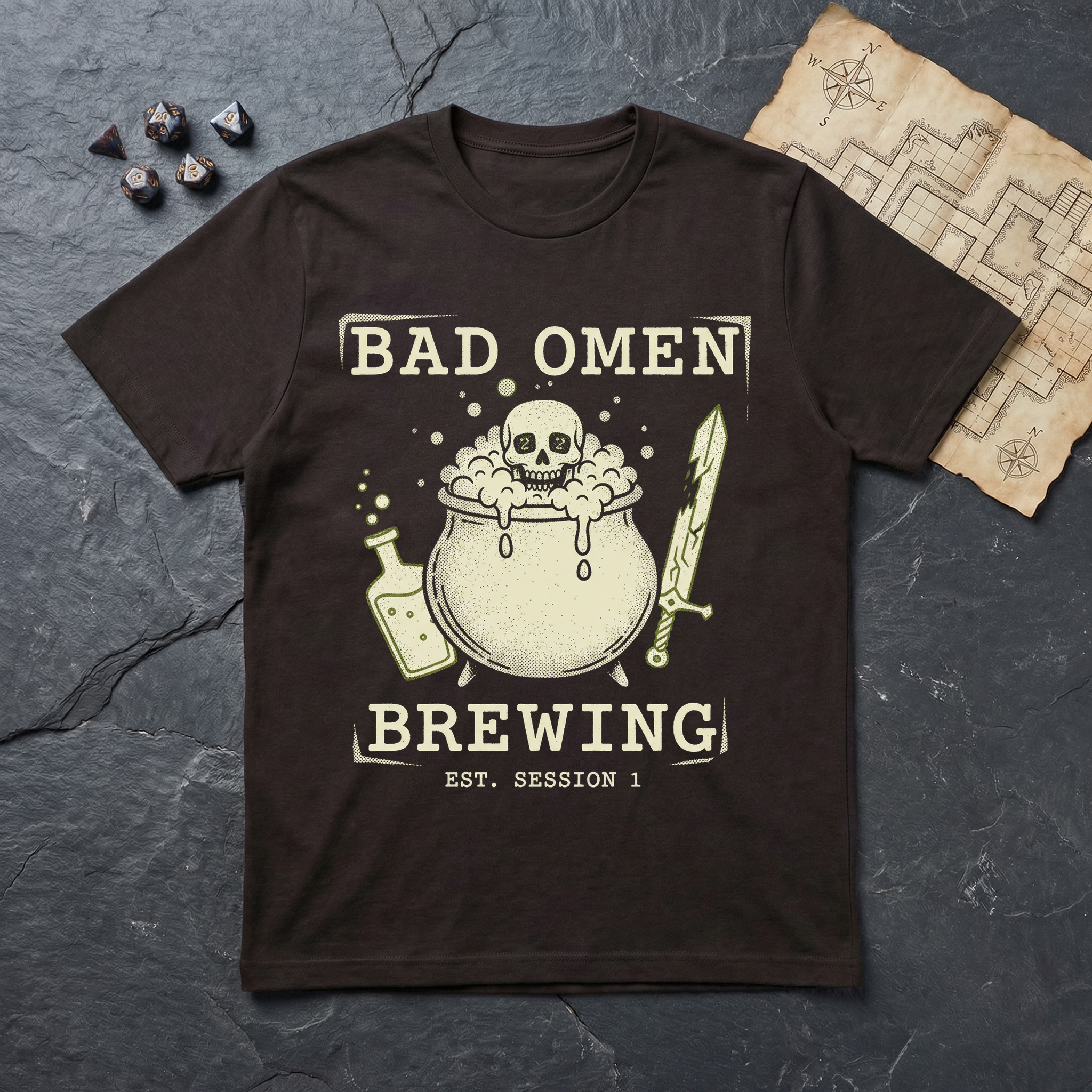 Bad Omen Brewing T-Shirt — Dark Chocolate