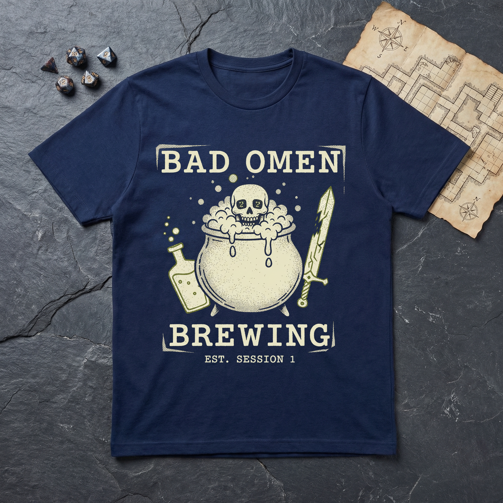 Bad Omen Brewing T-Shirt — Navy