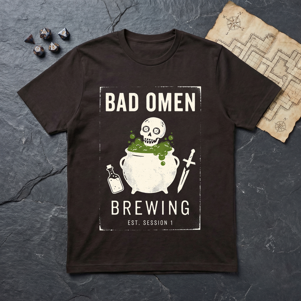 Bad Omen Brewing T-Shirt (V2) — Dark Chocolate