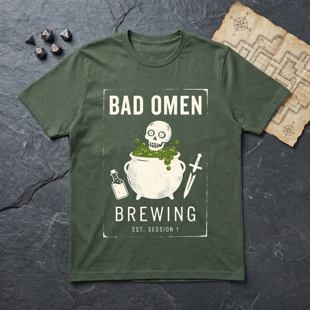 Bad Omen Brewing T-Shirt (V2) — Military Green