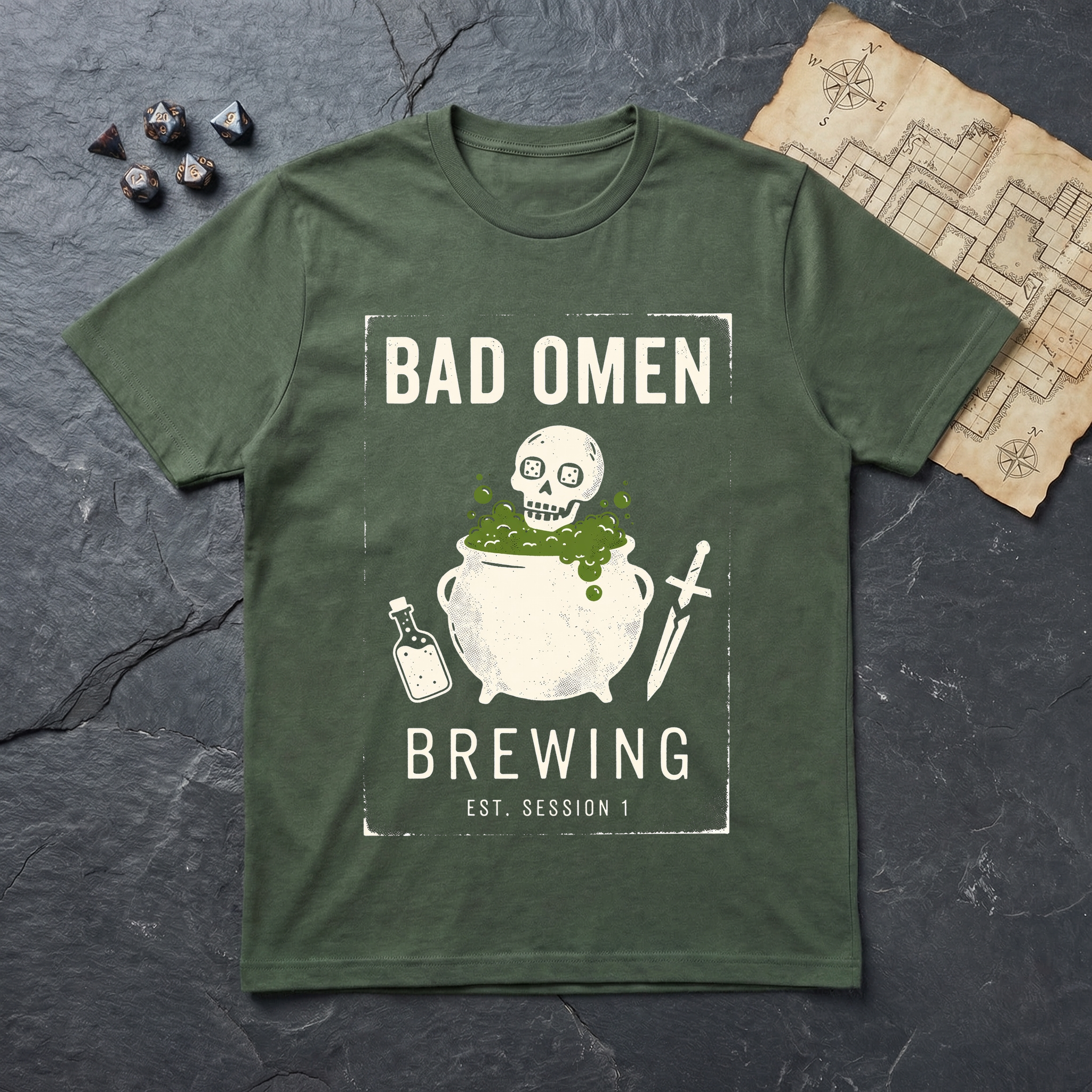 Bad Omen Brewing T-Shirt (V2) — Military Green