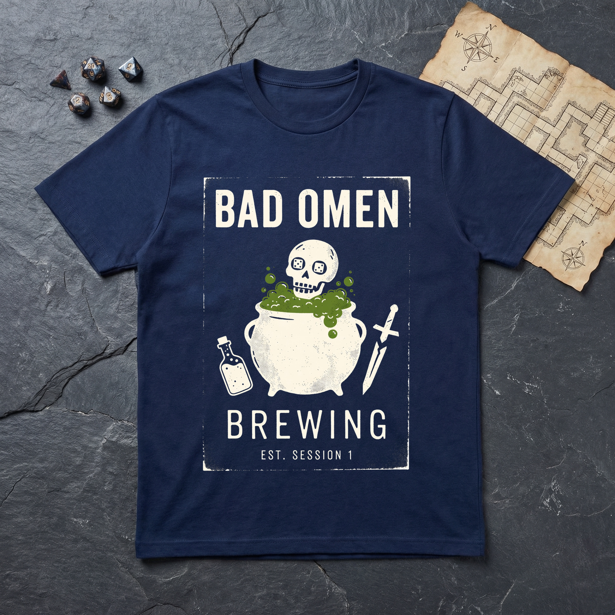 Bad Omen Brewing T-Shirt (V2) — Navy