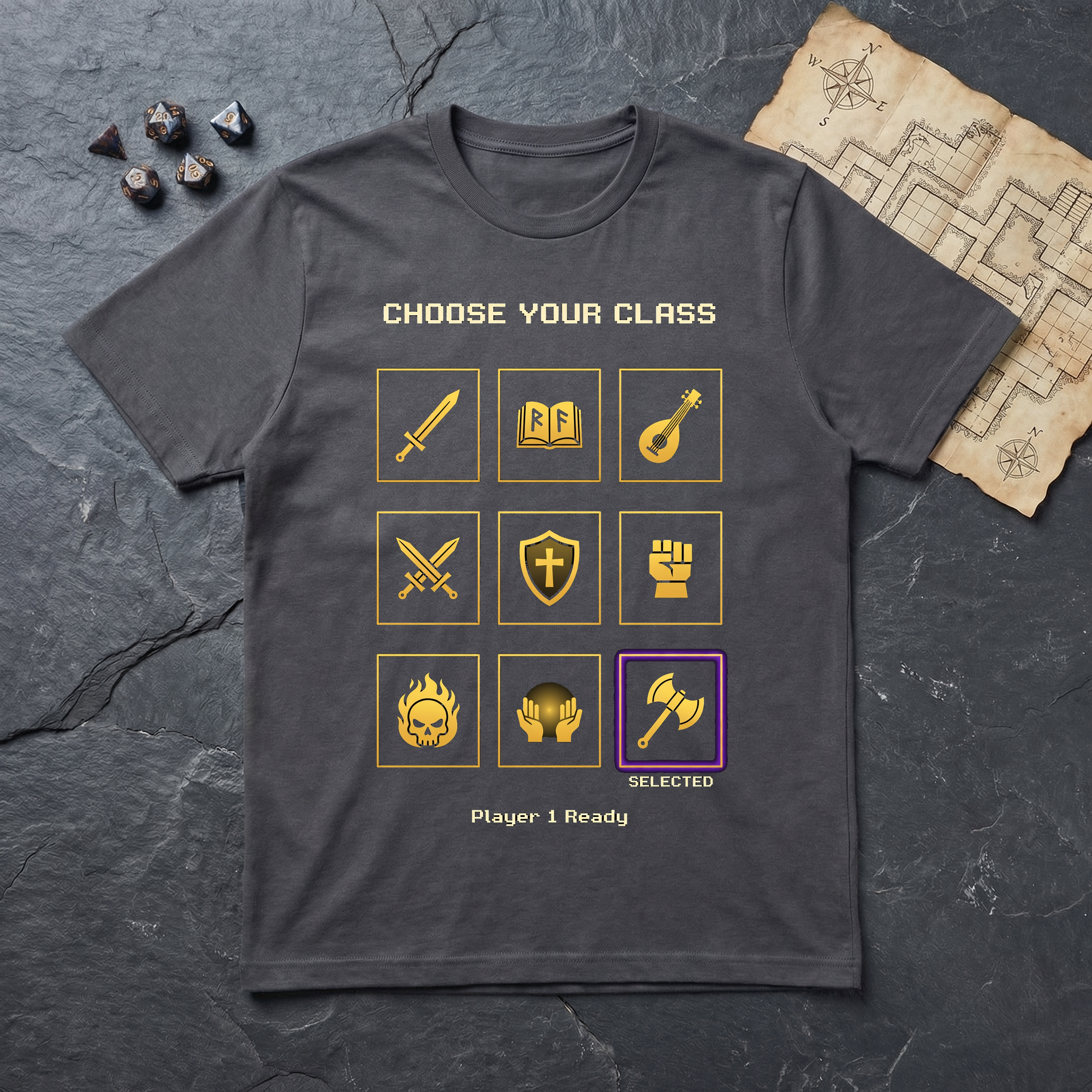 Class Select Screen T-Shirt — Charcoal