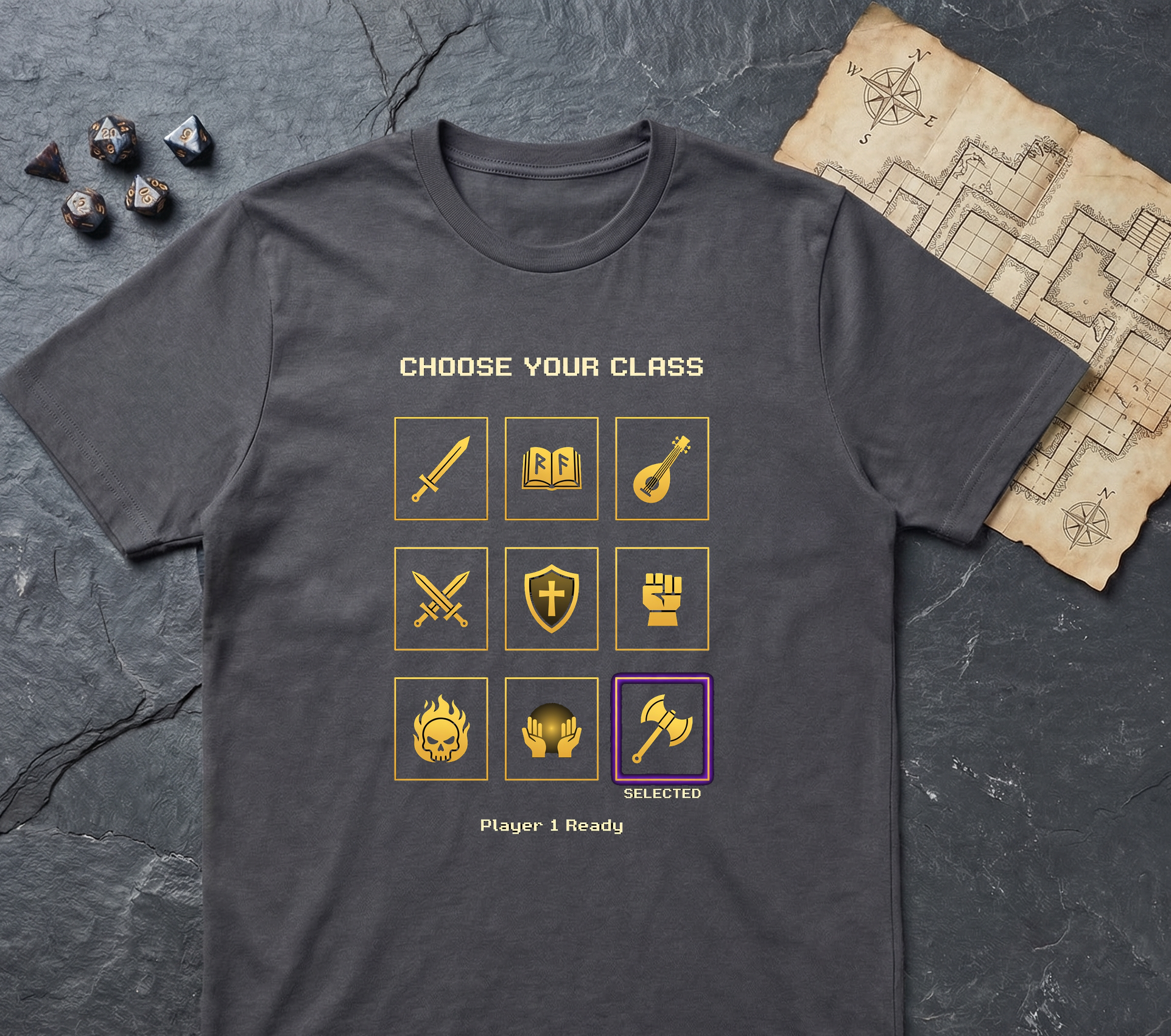Class Select Screen T-Shirt — Charcoal