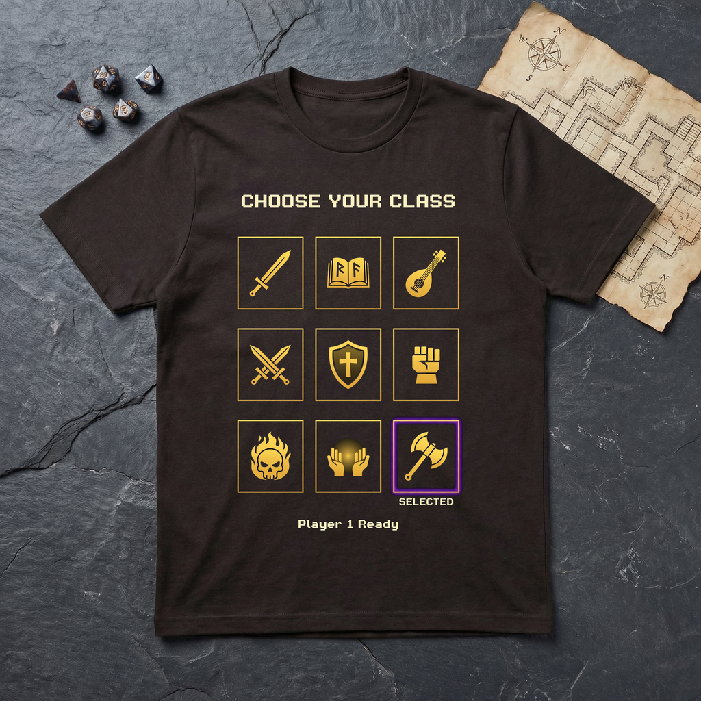 Class Select Screen T-Shirt — Dark Chocolate