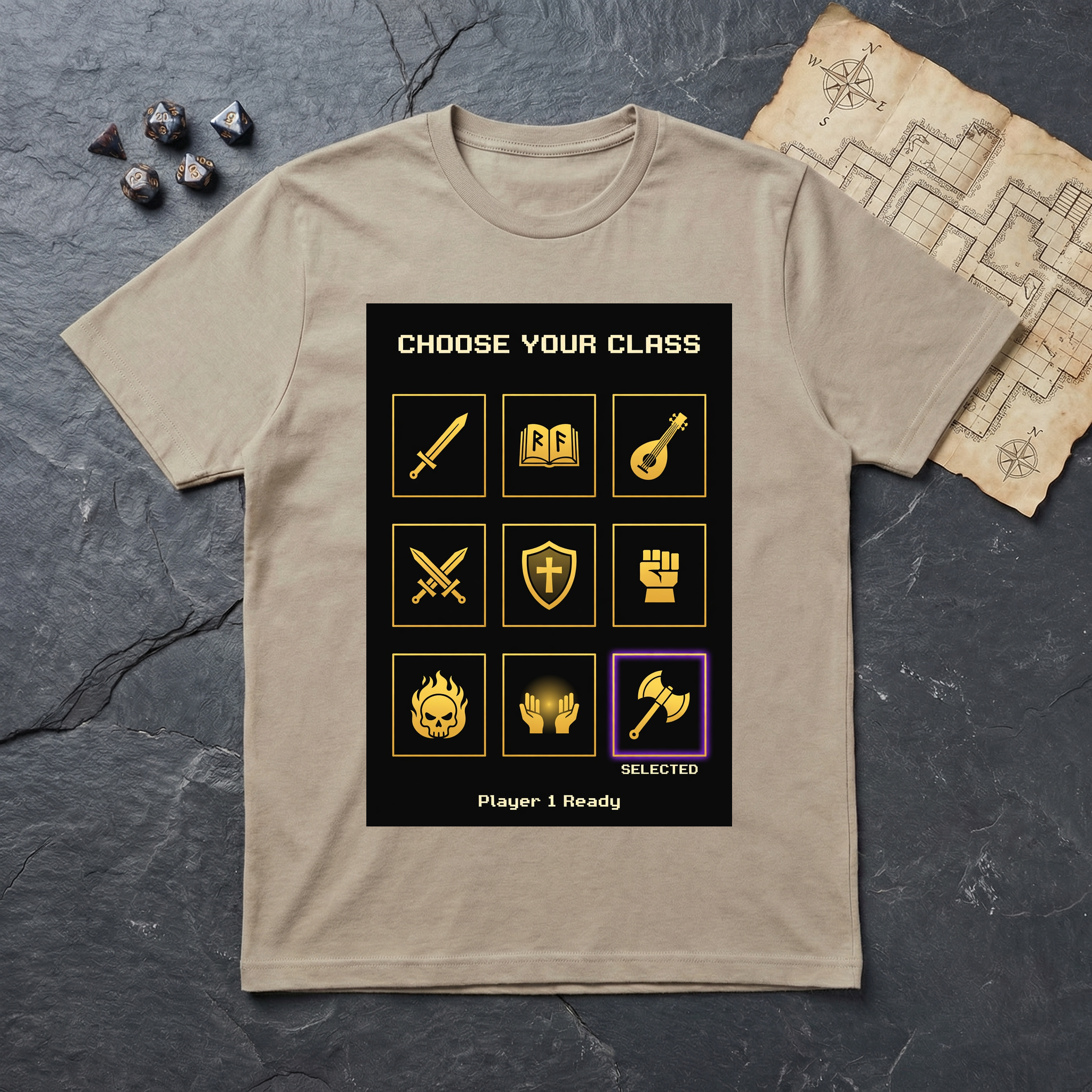 Class Select Screen T-Shirt — Sand