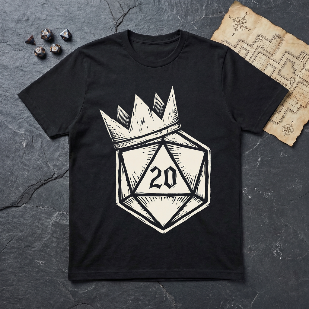 Crowned D20 T-Shirt — Black