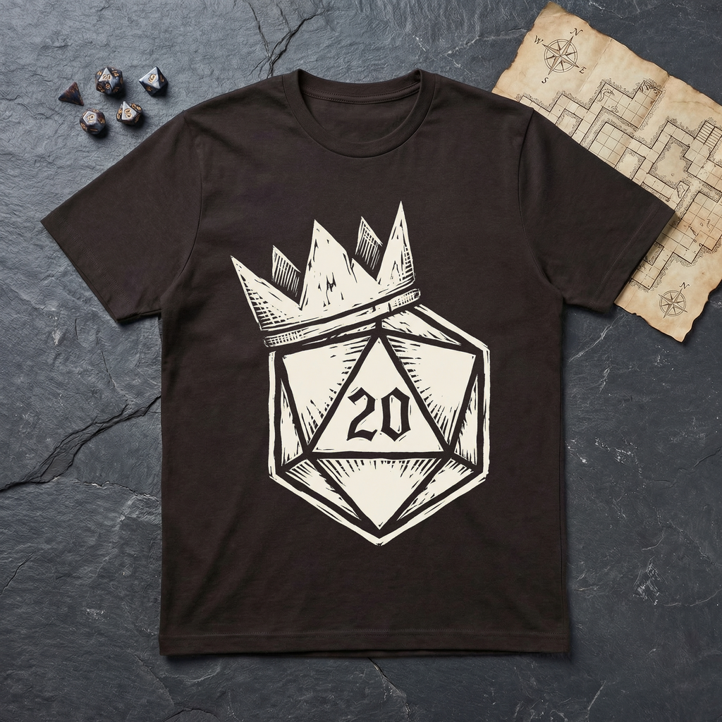 Crowned D20 T-Shirt — Dark Chocolate