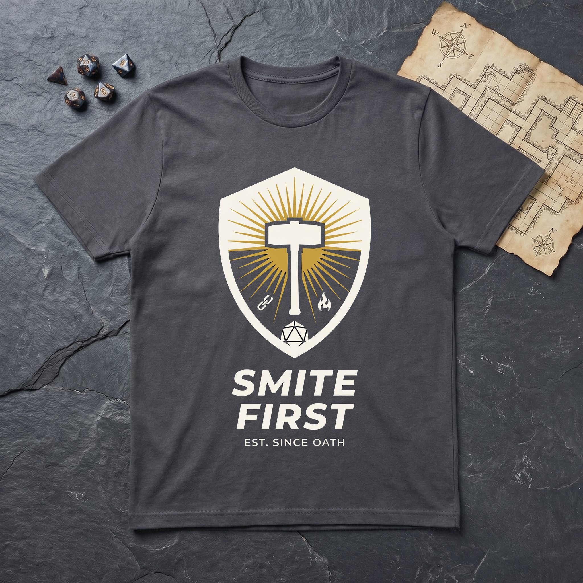 Smite First T-Shirt — Charcoal