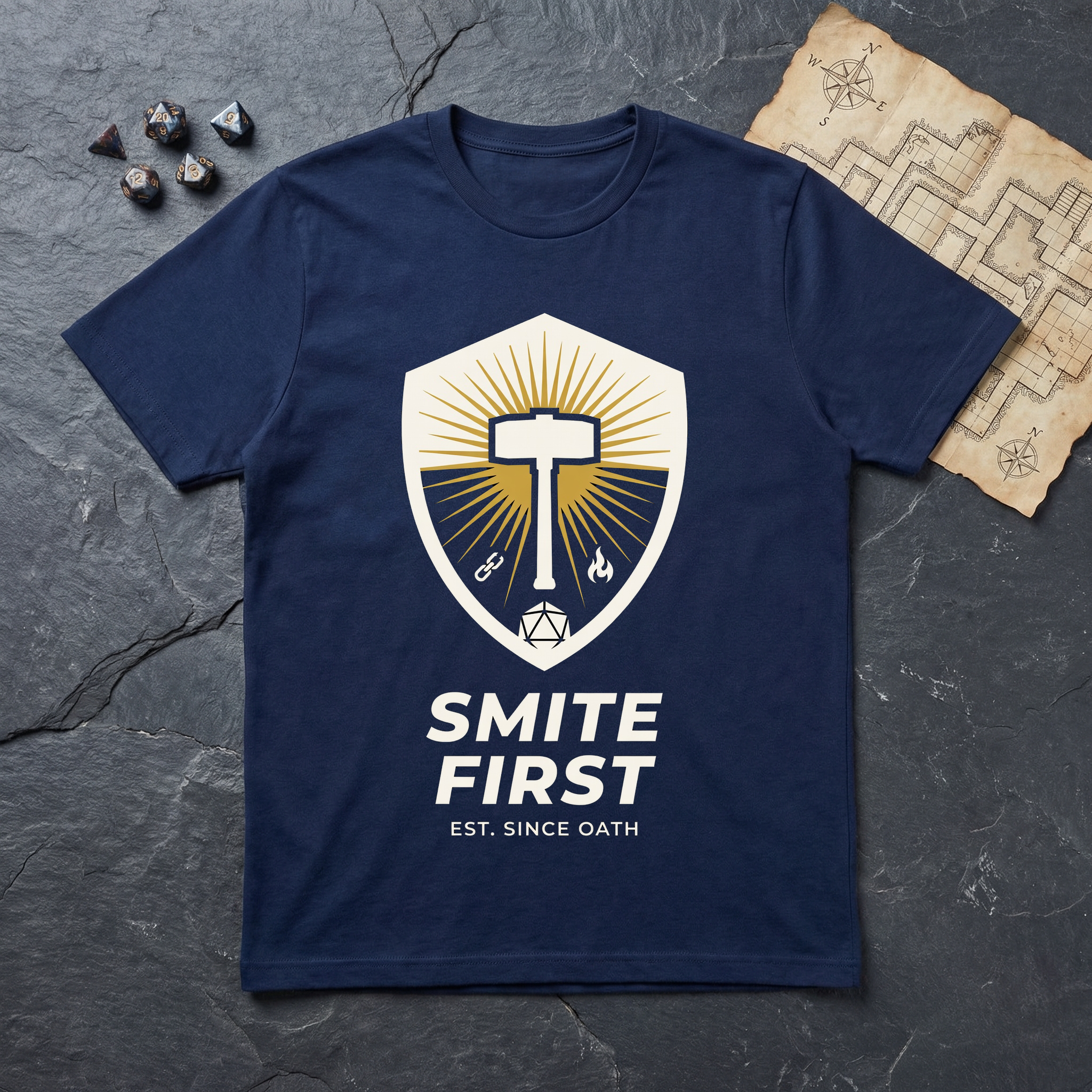 Smite First T-Shirt — Navy