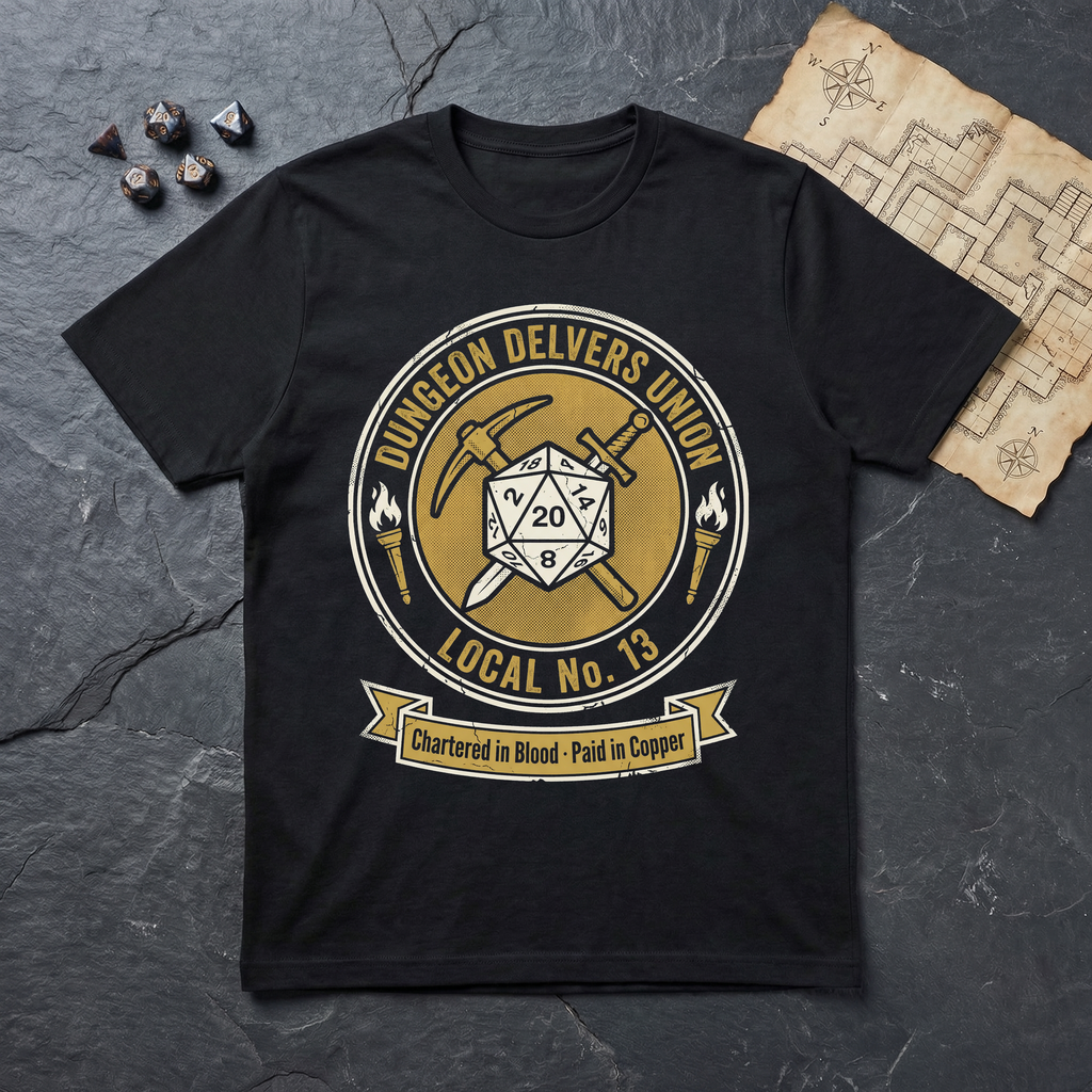 Dungeon Delvers Union Local 13 T-Shirt — Black