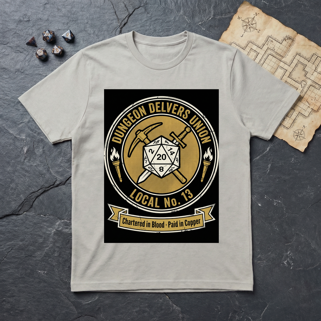 Dungeon Delvers Union Local 13 T-Shirt — Ice Grey
