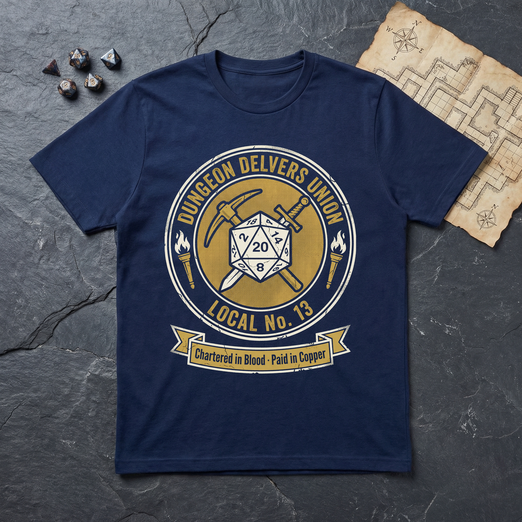 Dungeon Delvers Union Local 13 T-Shirt — Navy