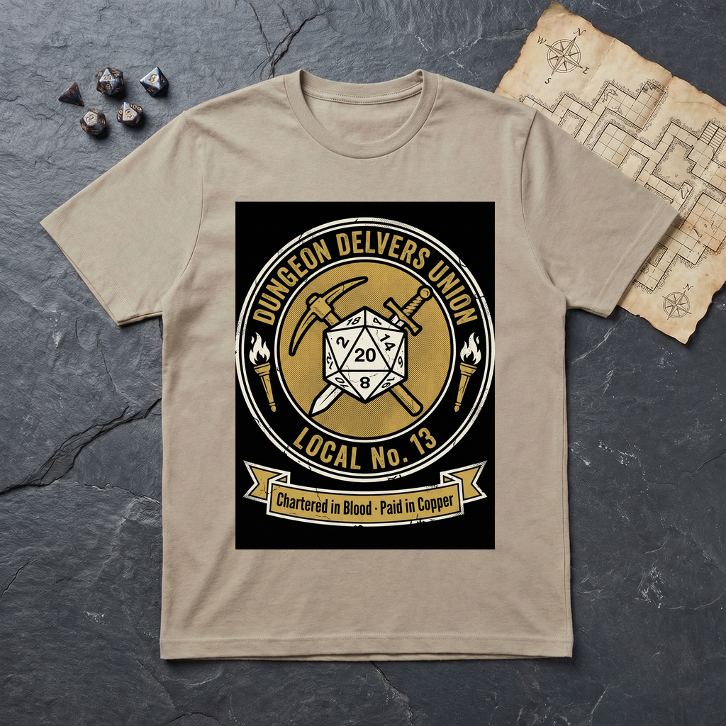 Dungeon Delvers Union Local 13 T-Shirt — Sand