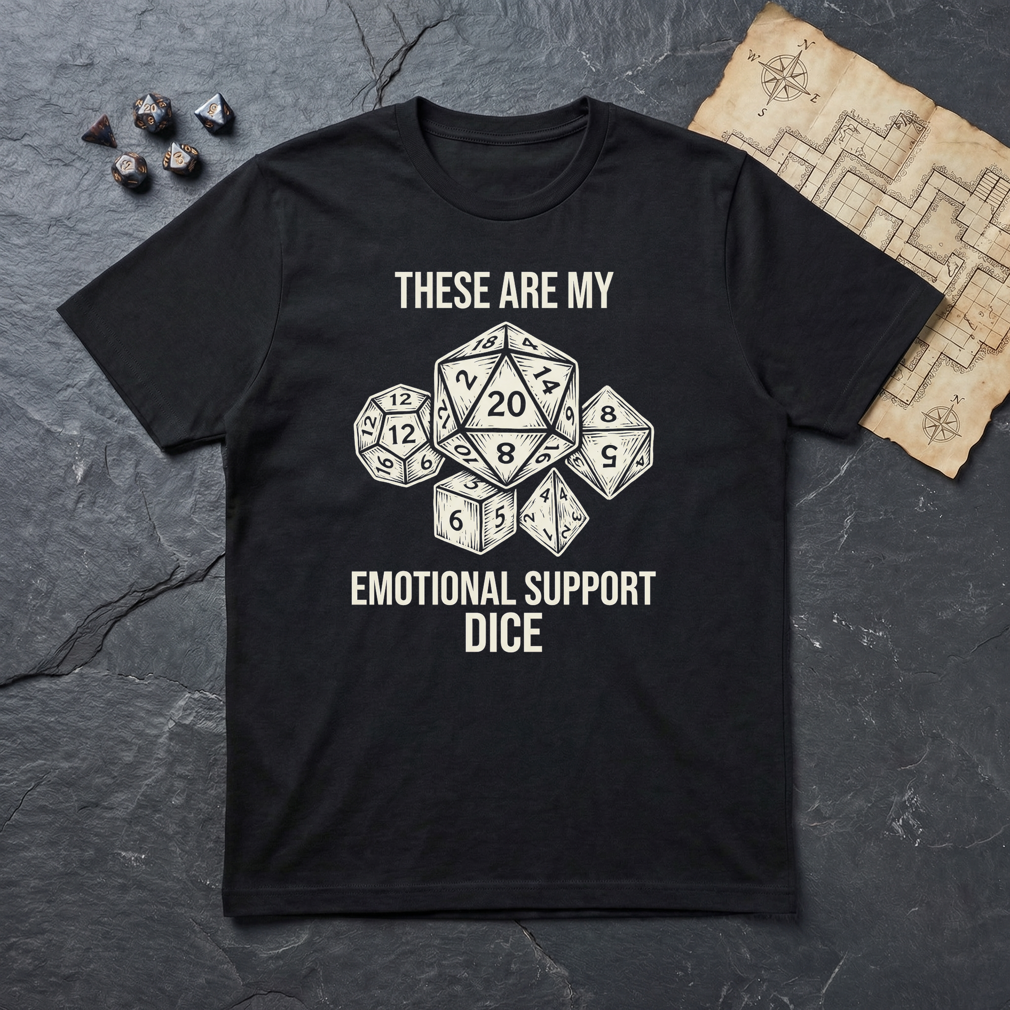 Emotional Support Dice T-Shirt — Black
