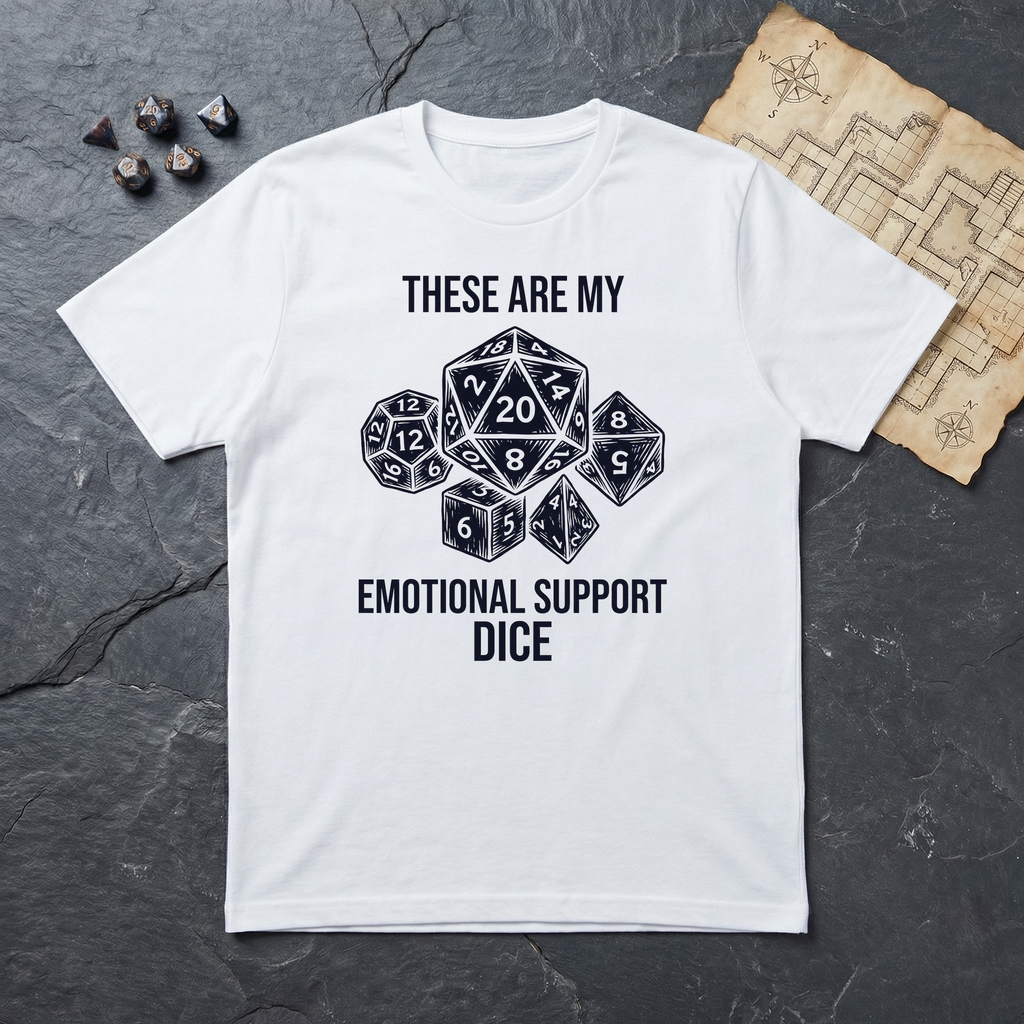 Emotional Support Dice T-Shirt — White