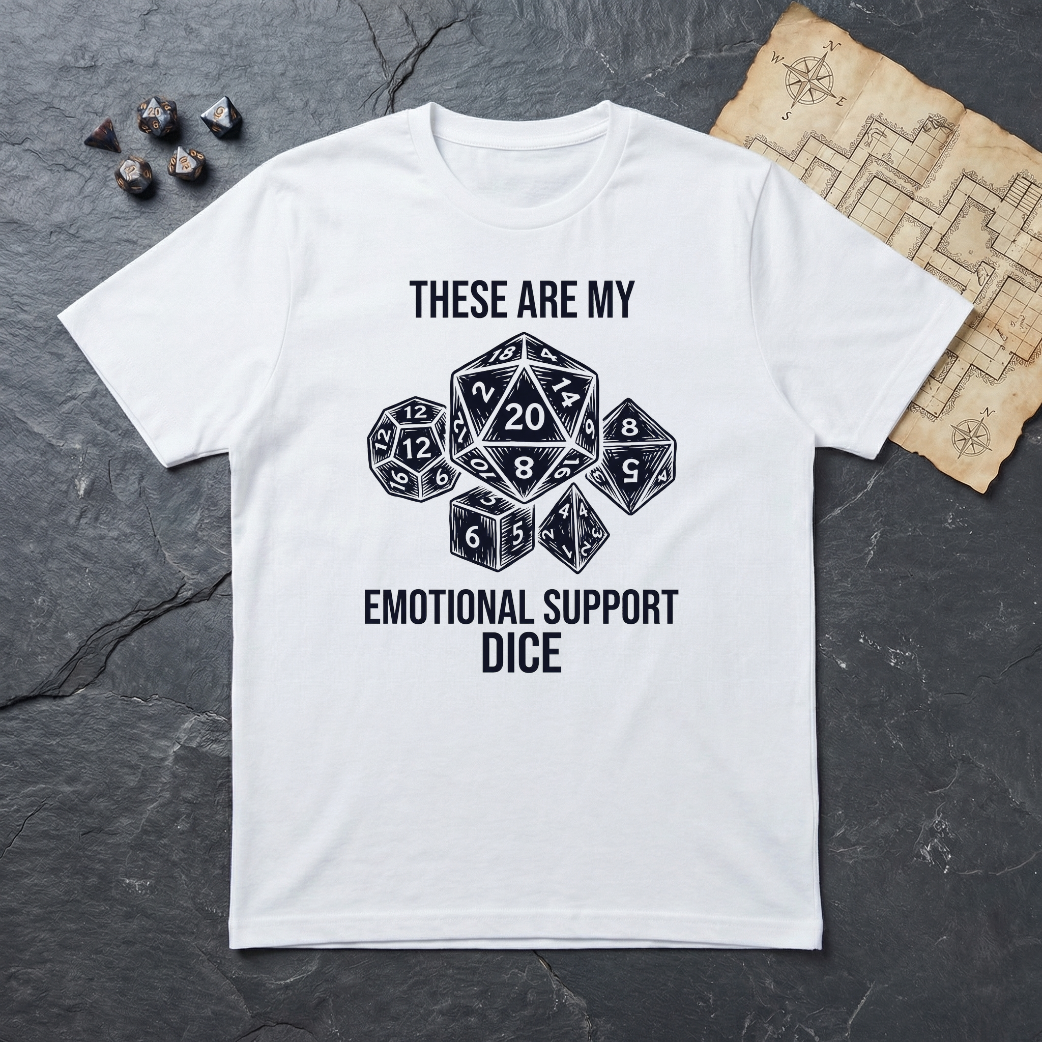 Emotional Support Dice T-Shirt — White