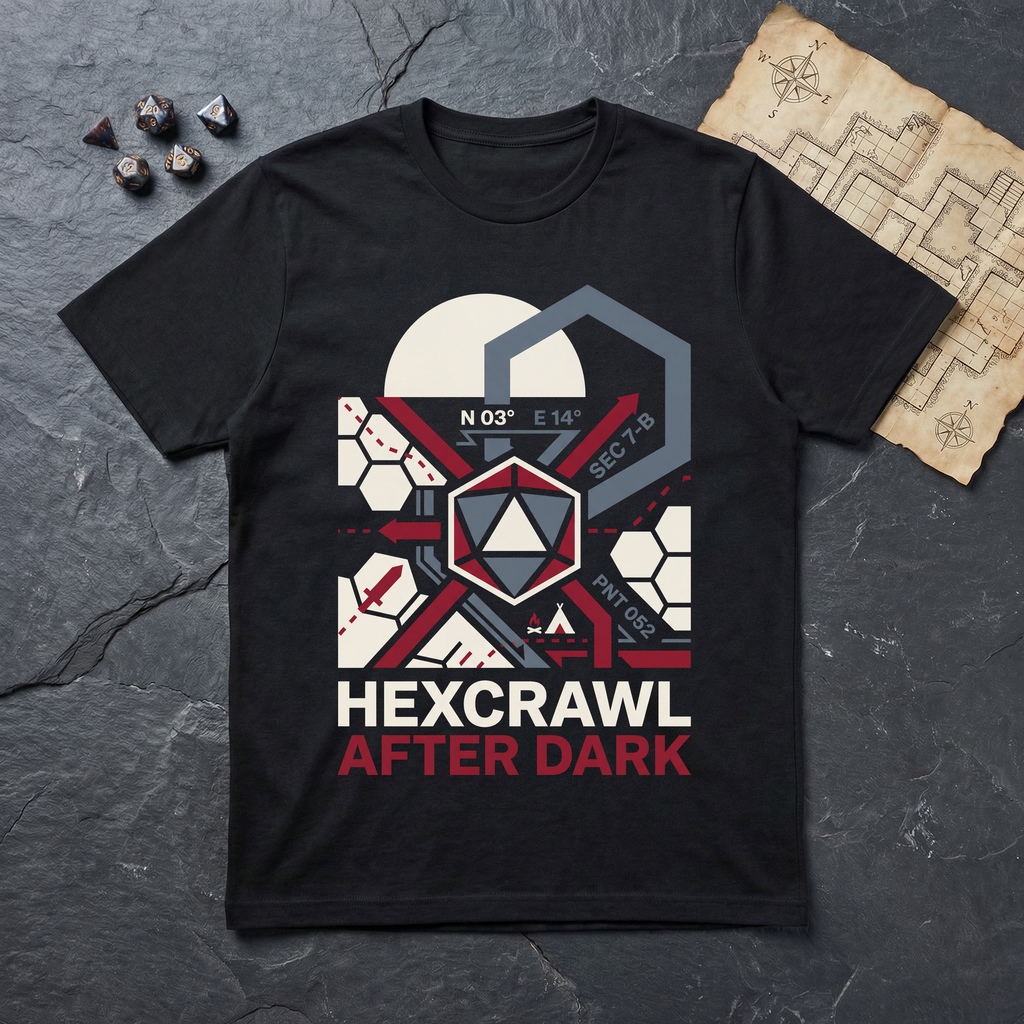 Hexcrawl After Dark T-Shirt — Black