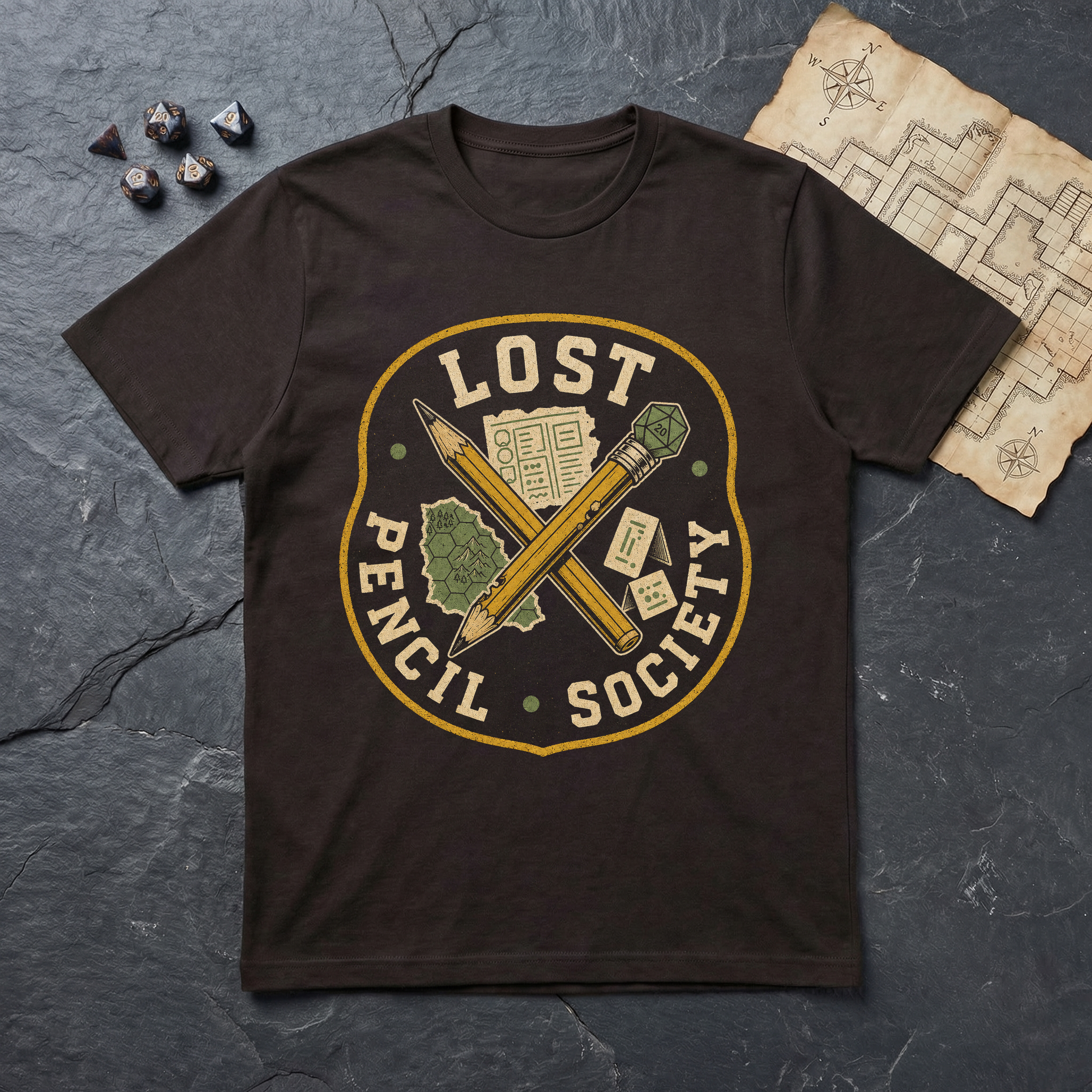 Lost Pencil Society T-Shirt — Dark Chocolate