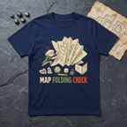 Map Folding Check T-Shirt — Navy