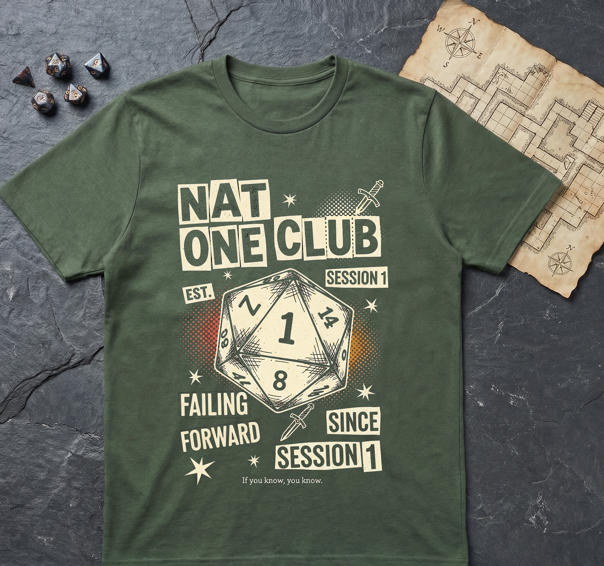 Nat One Club T-Shirt — Military Green