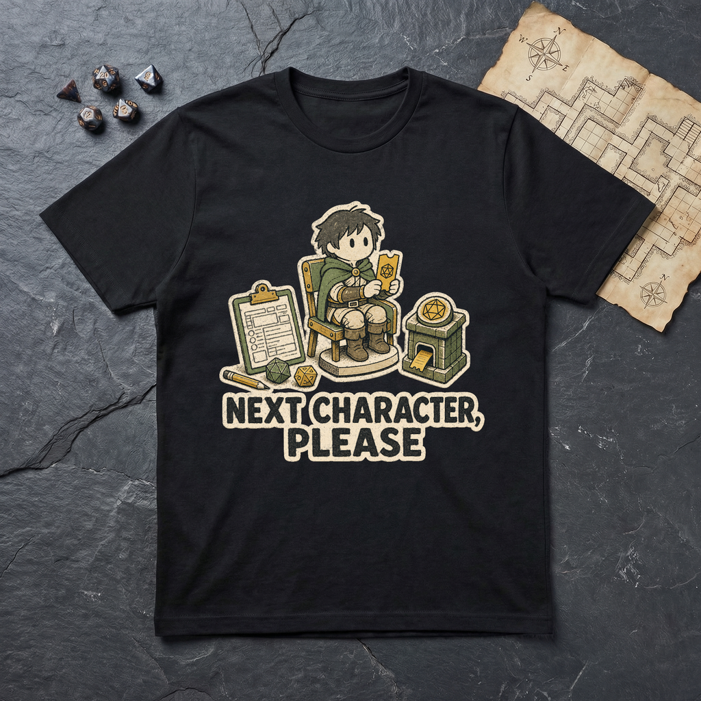 Next Character Please T-Shirt — Black