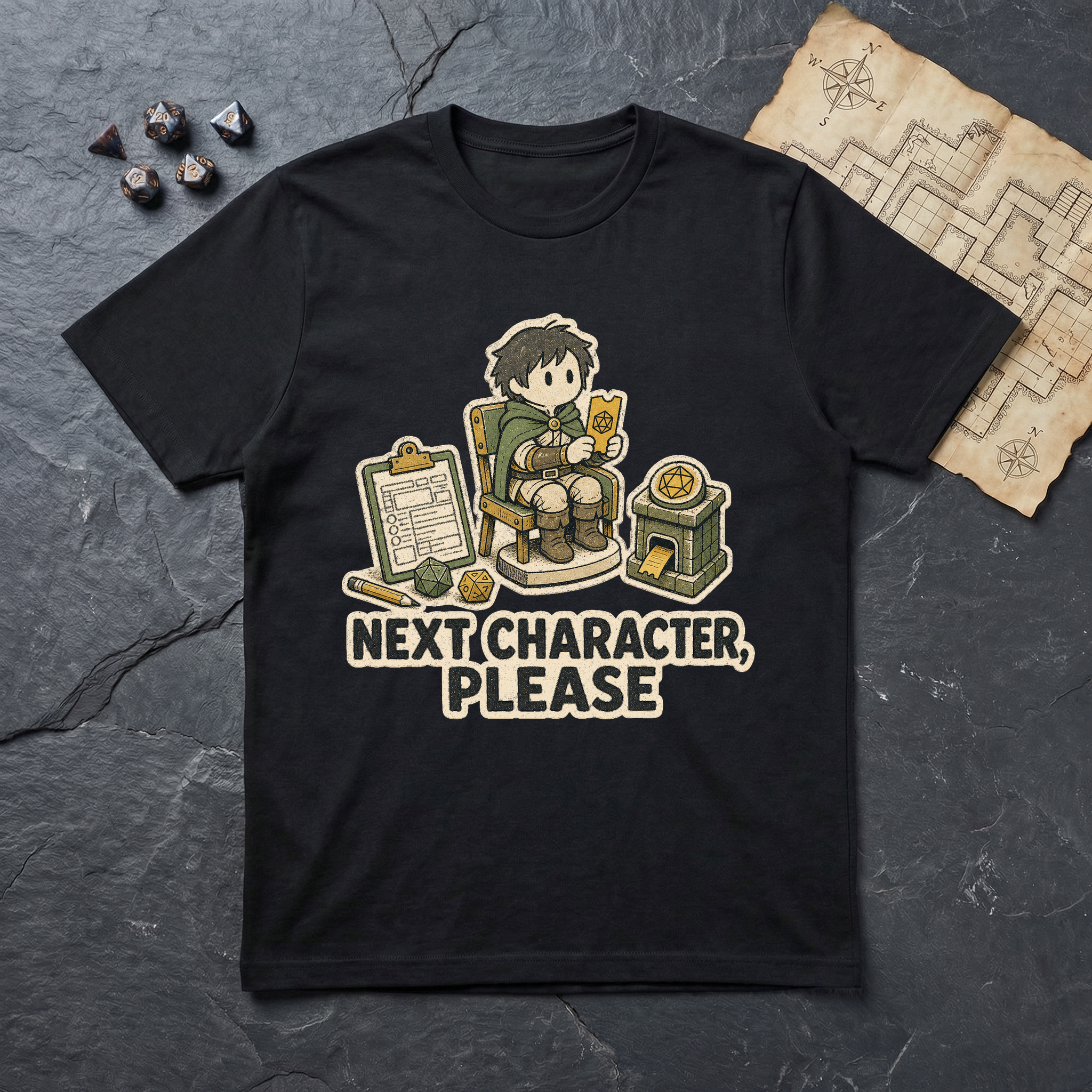 Next Character Please T-Shirt — Black