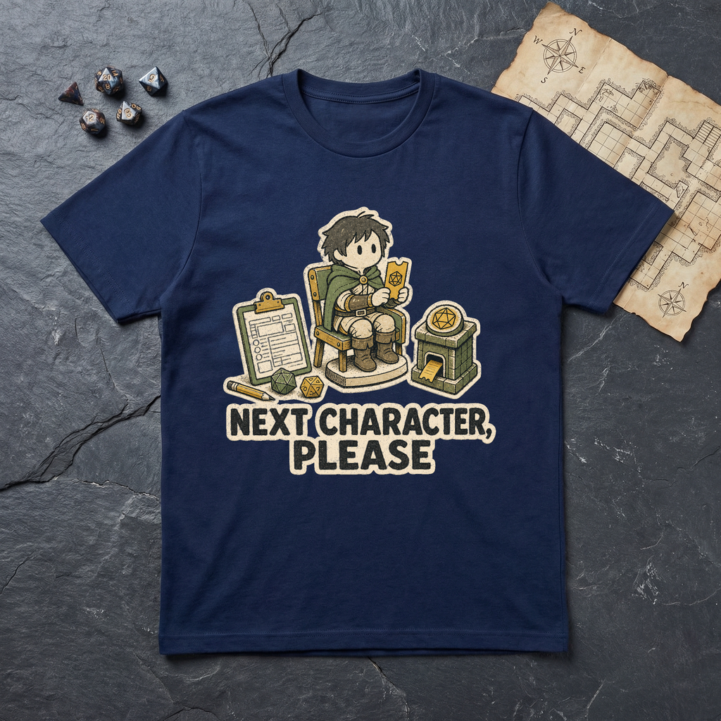 Next Character Please T-Shirt — Navy