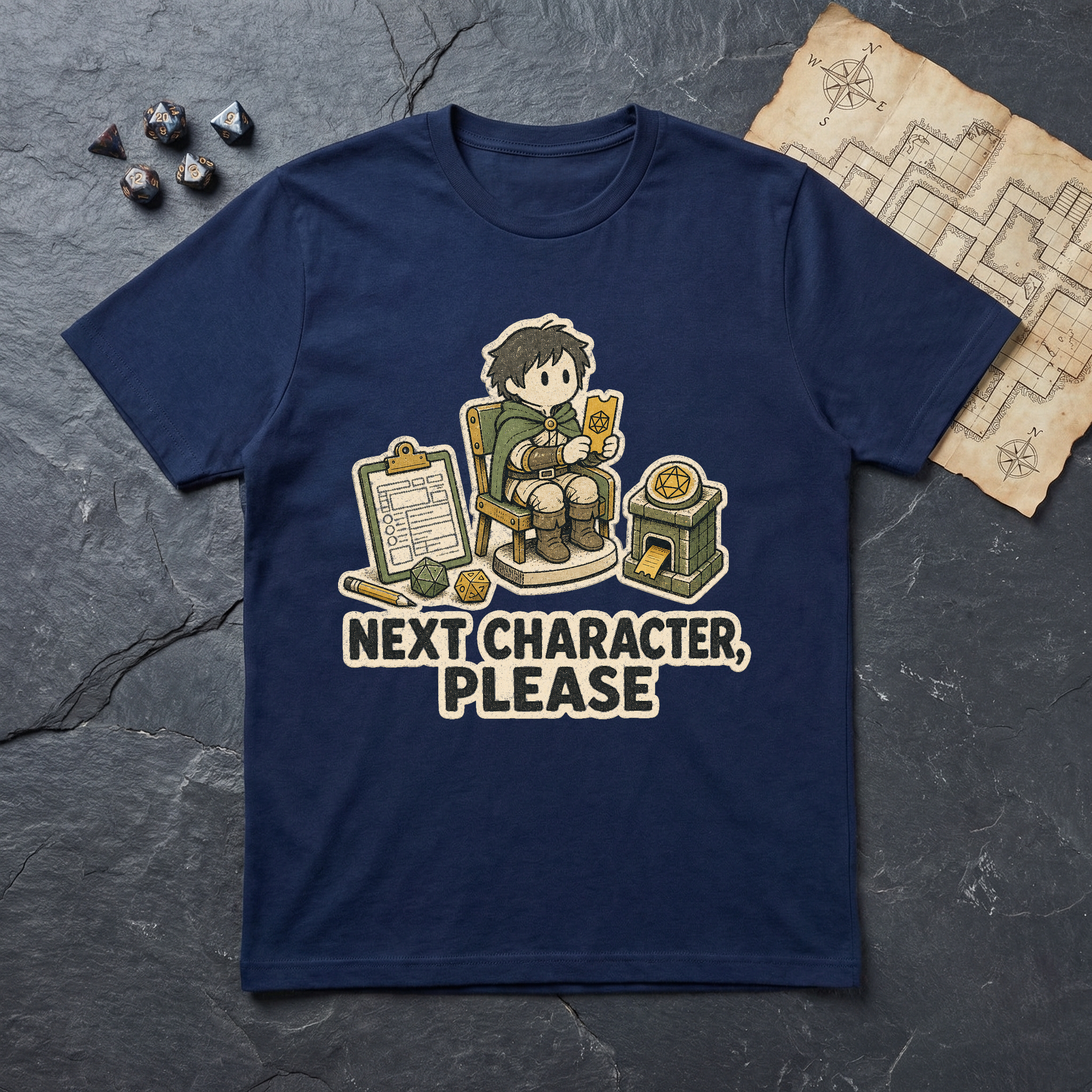Next Character Please T-Shirt — Navy