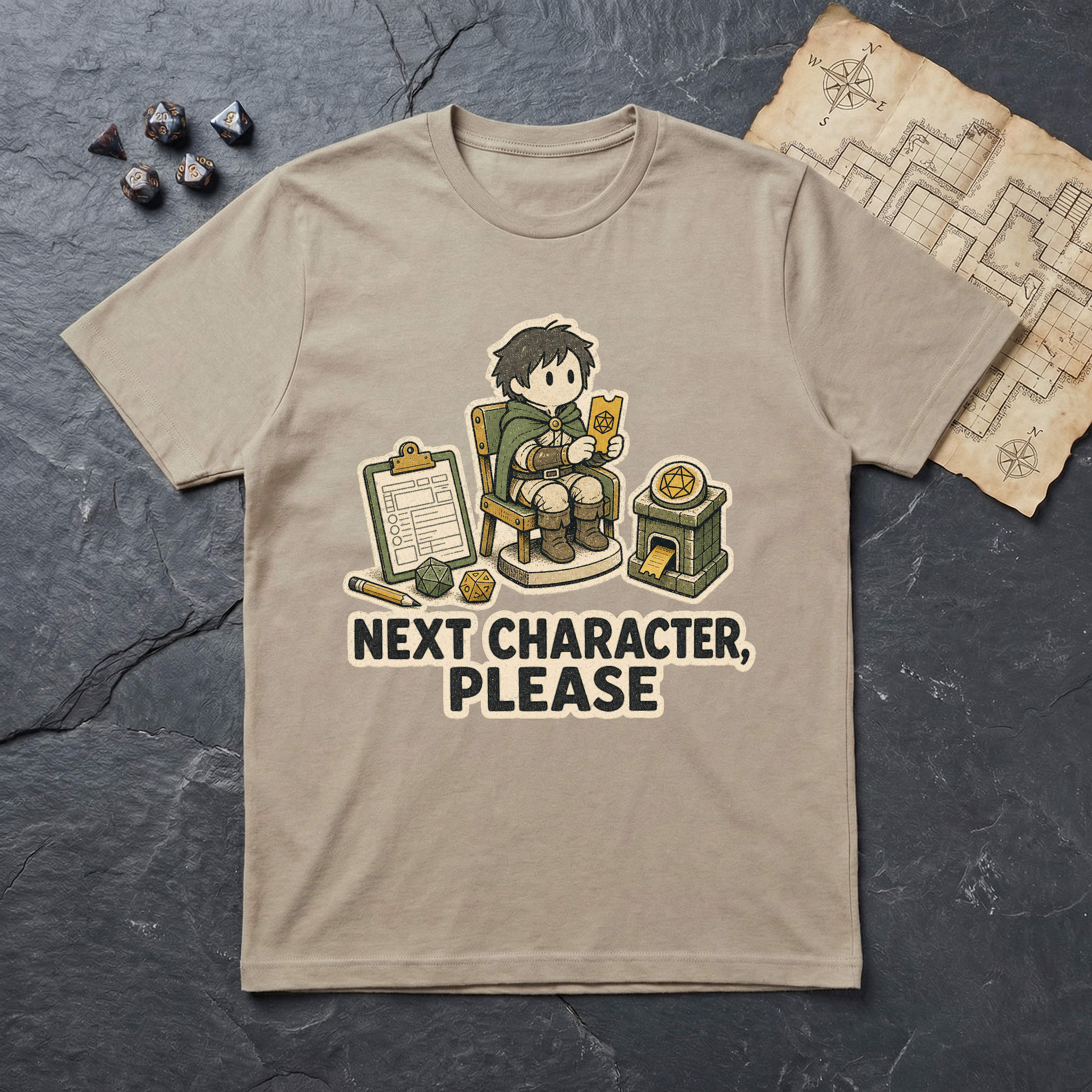 Next Character Please T-Shirt — Sand