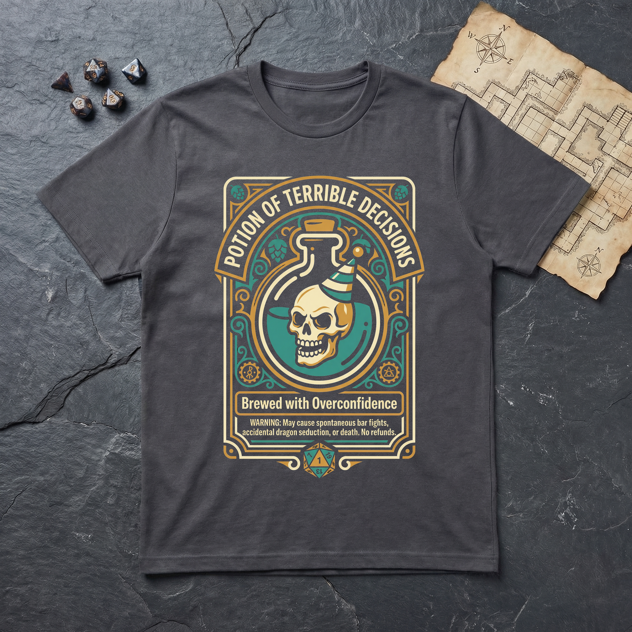 Potion of Terrible Decisions T-Shirt — Charcoal