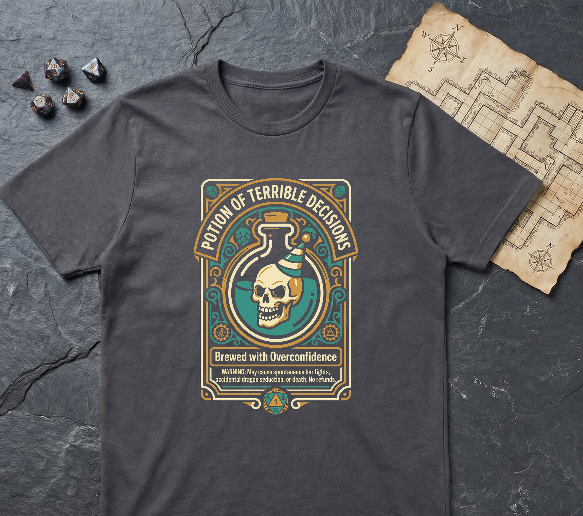Potion Of Terrible Decisions T-Shirt — Charcoal