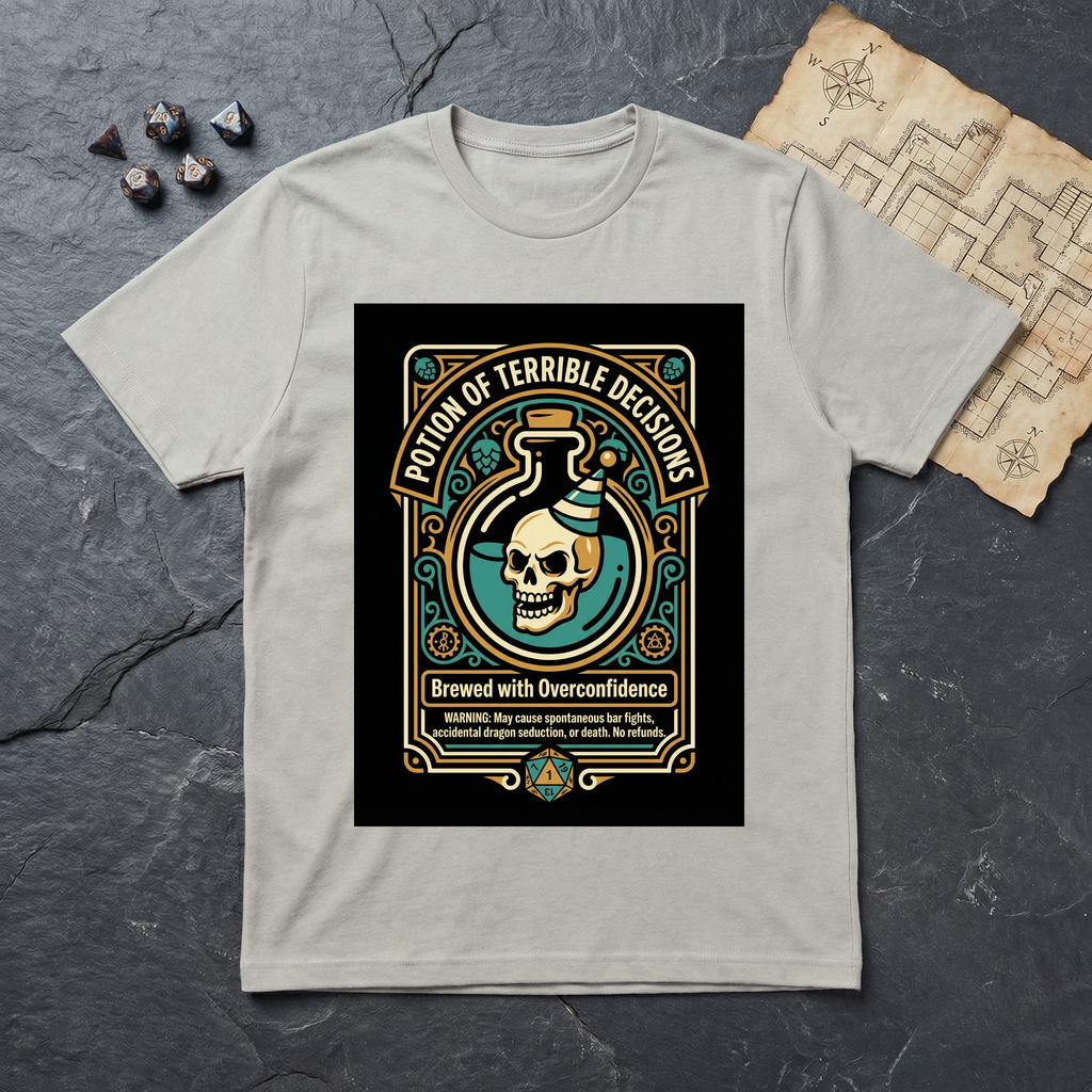 Potion of Terrible Decisions T-Shirt — Ice Grey