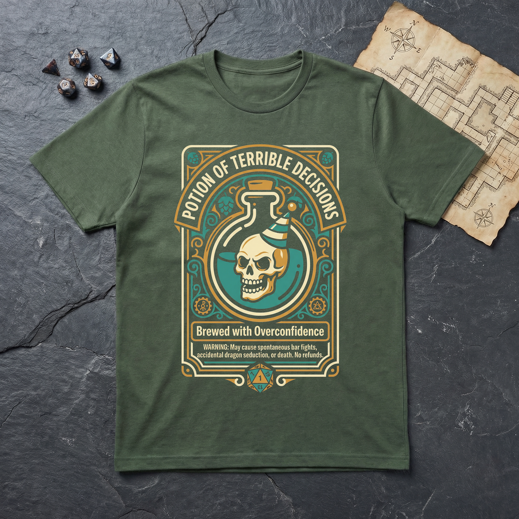 Potion of Terrible Decisions T-Shirt — Military Green