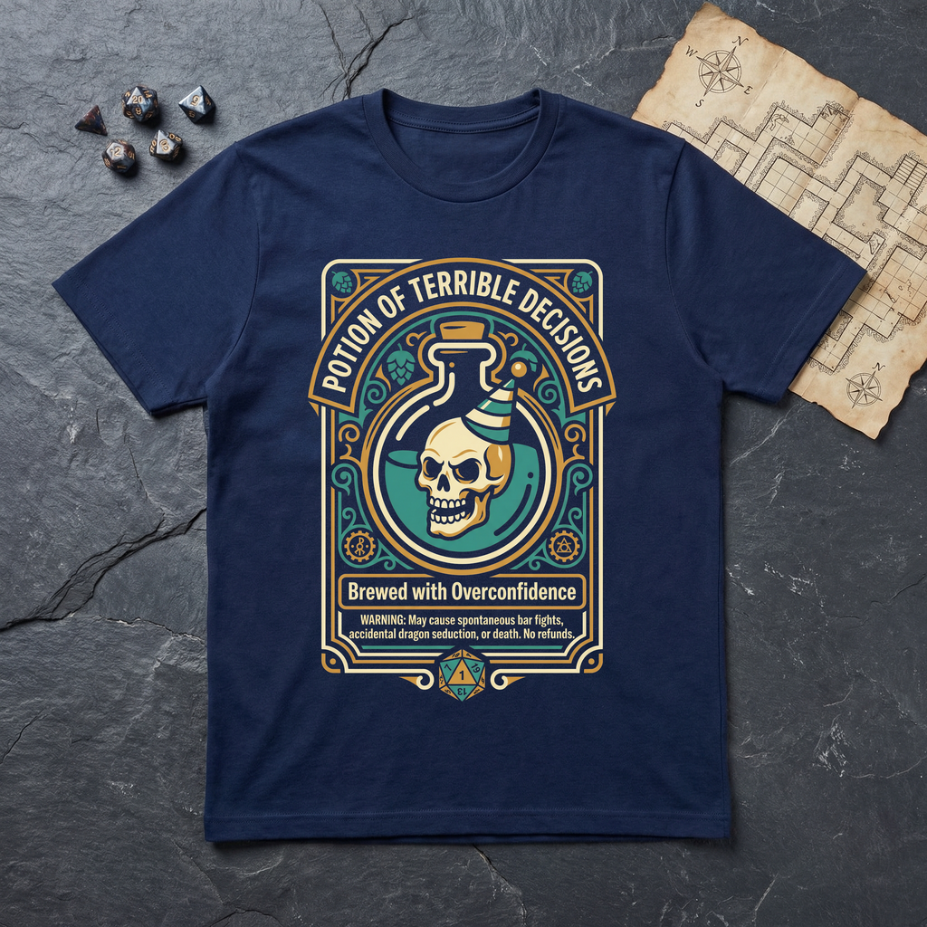 Potion of Terrible Decisions T-Shirt — Navy