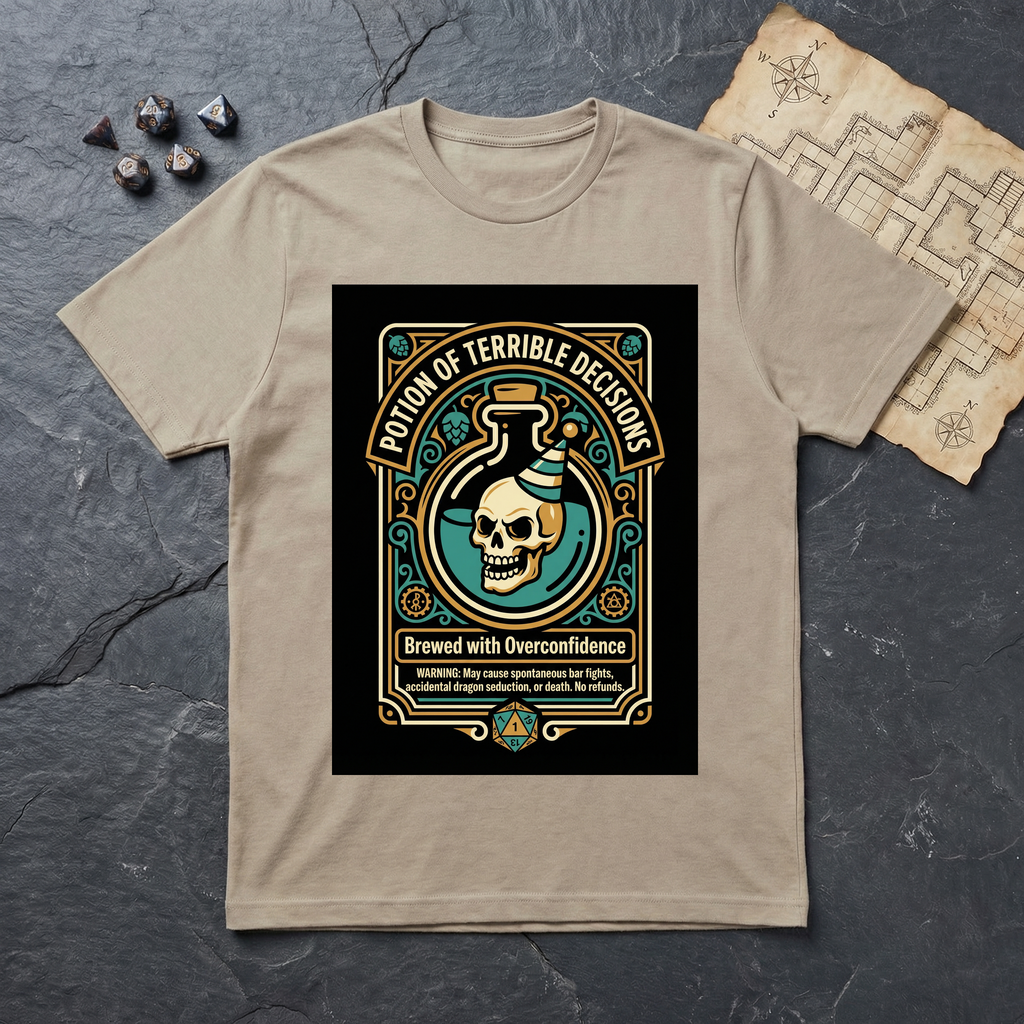 Potion of Terrible Decisions T-Shirt — Sand