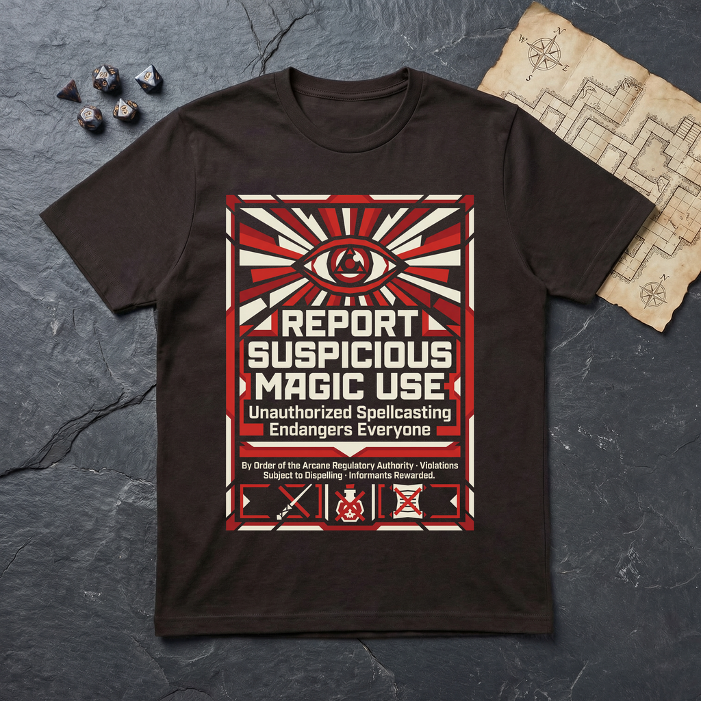 Report Suspicious Magic T-Shirt — Dark Chocolate
