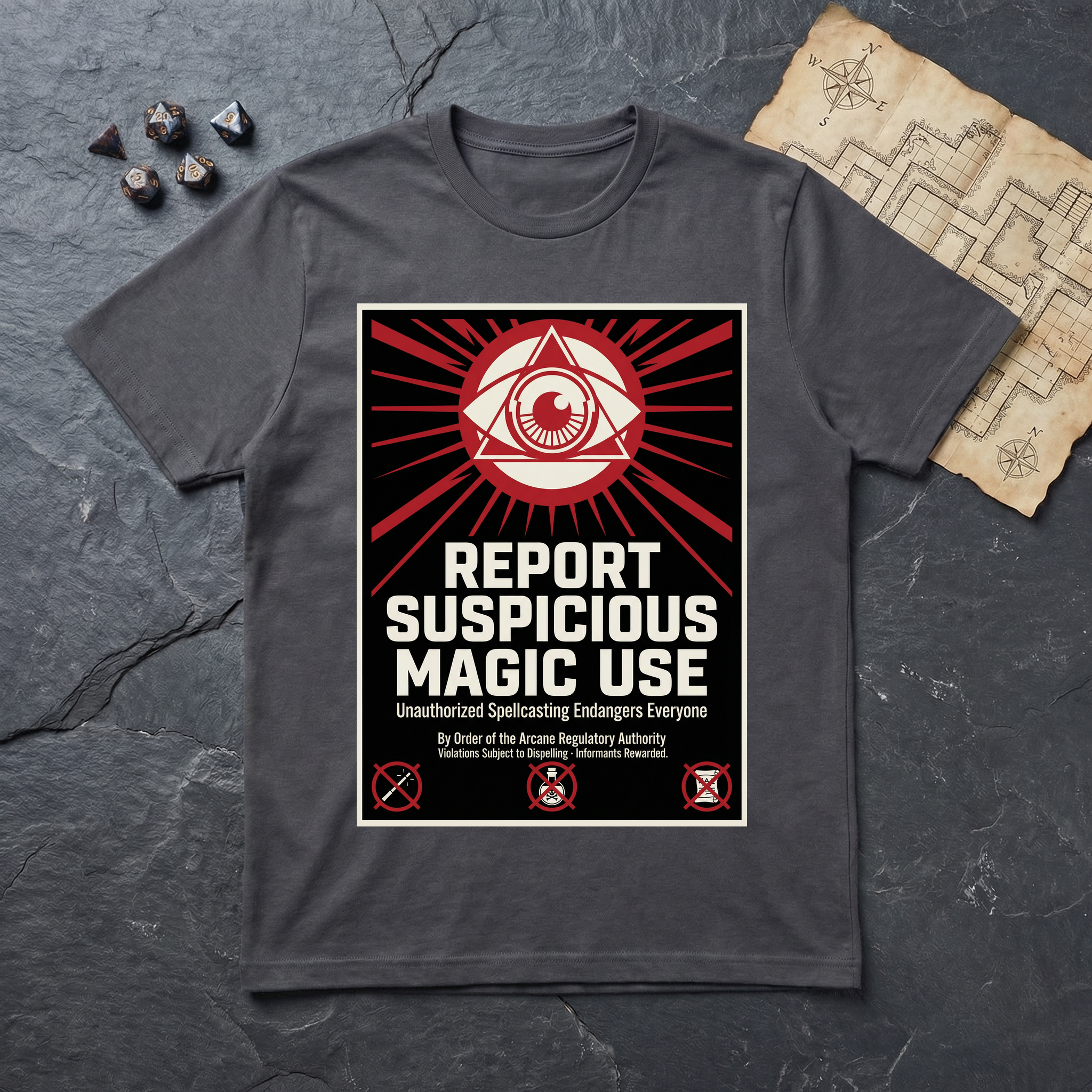 Report Suspicious Magic T-Shirt (V2) — Charcoal