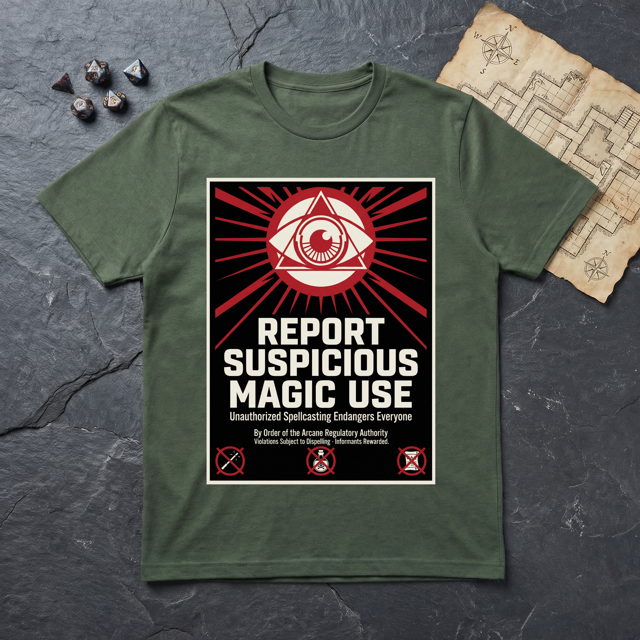 Report Suspicious Magic T-Shirt (V2) — Military Green