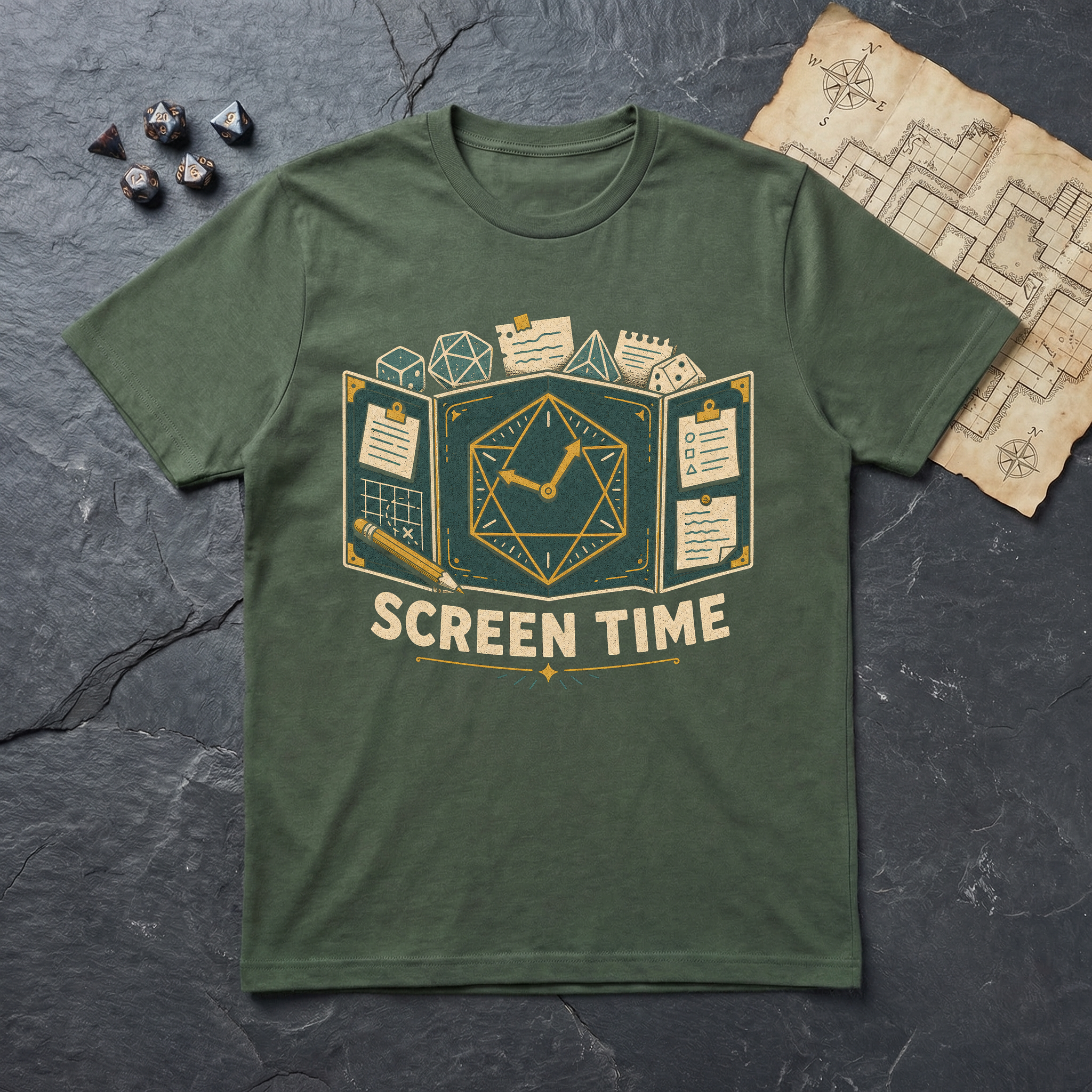 Screen Time T-Shirt — Military Green