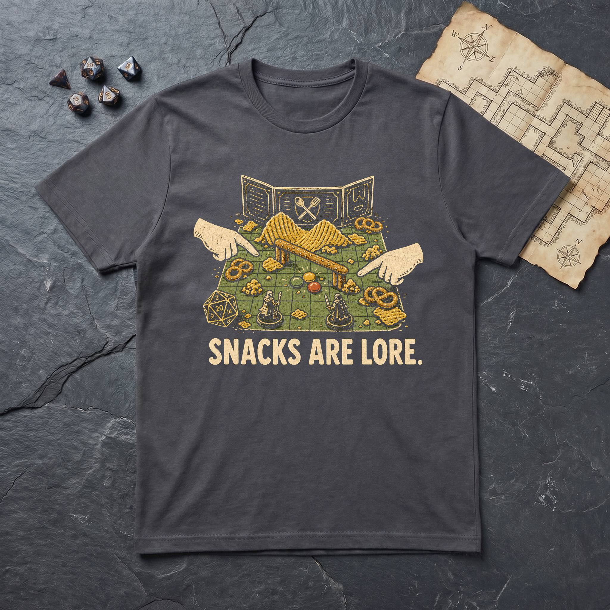 Snacks Are Lore T-Shirt — Charcoal