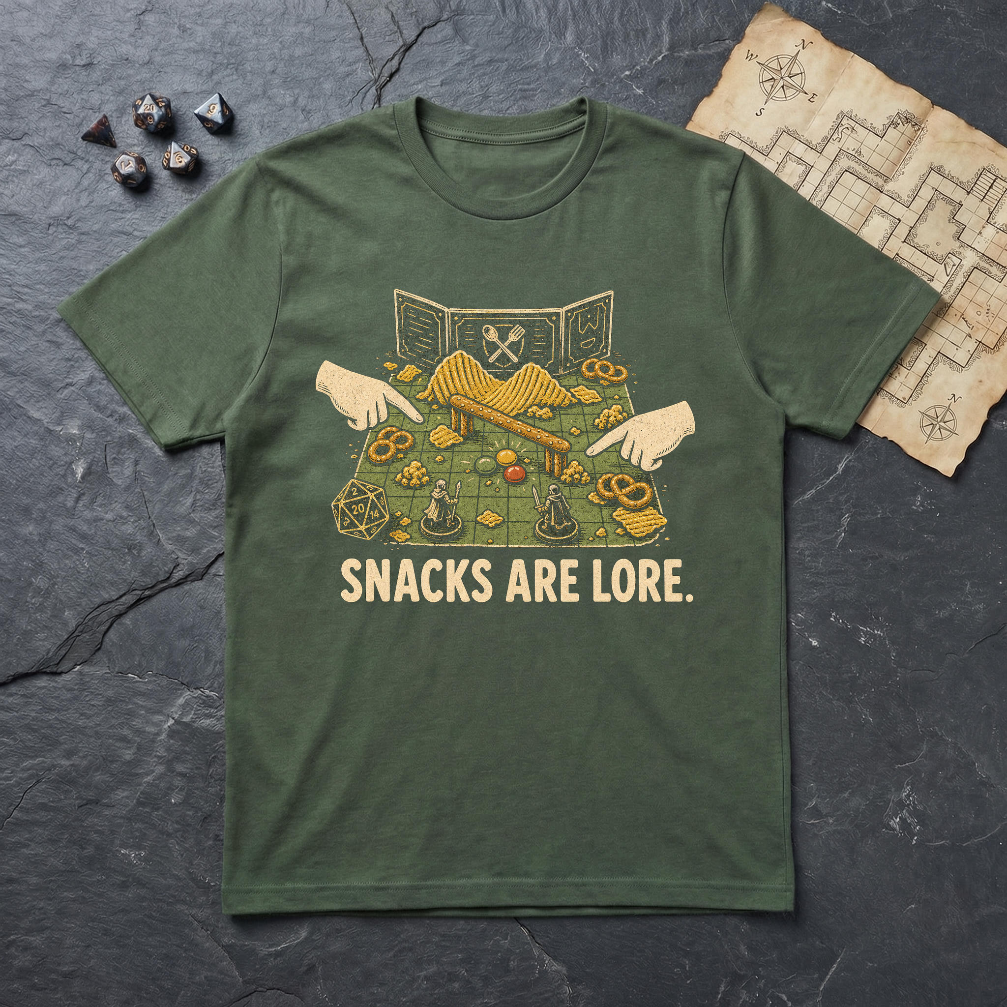 Snacks Are Lore T-Shirt — Military Green