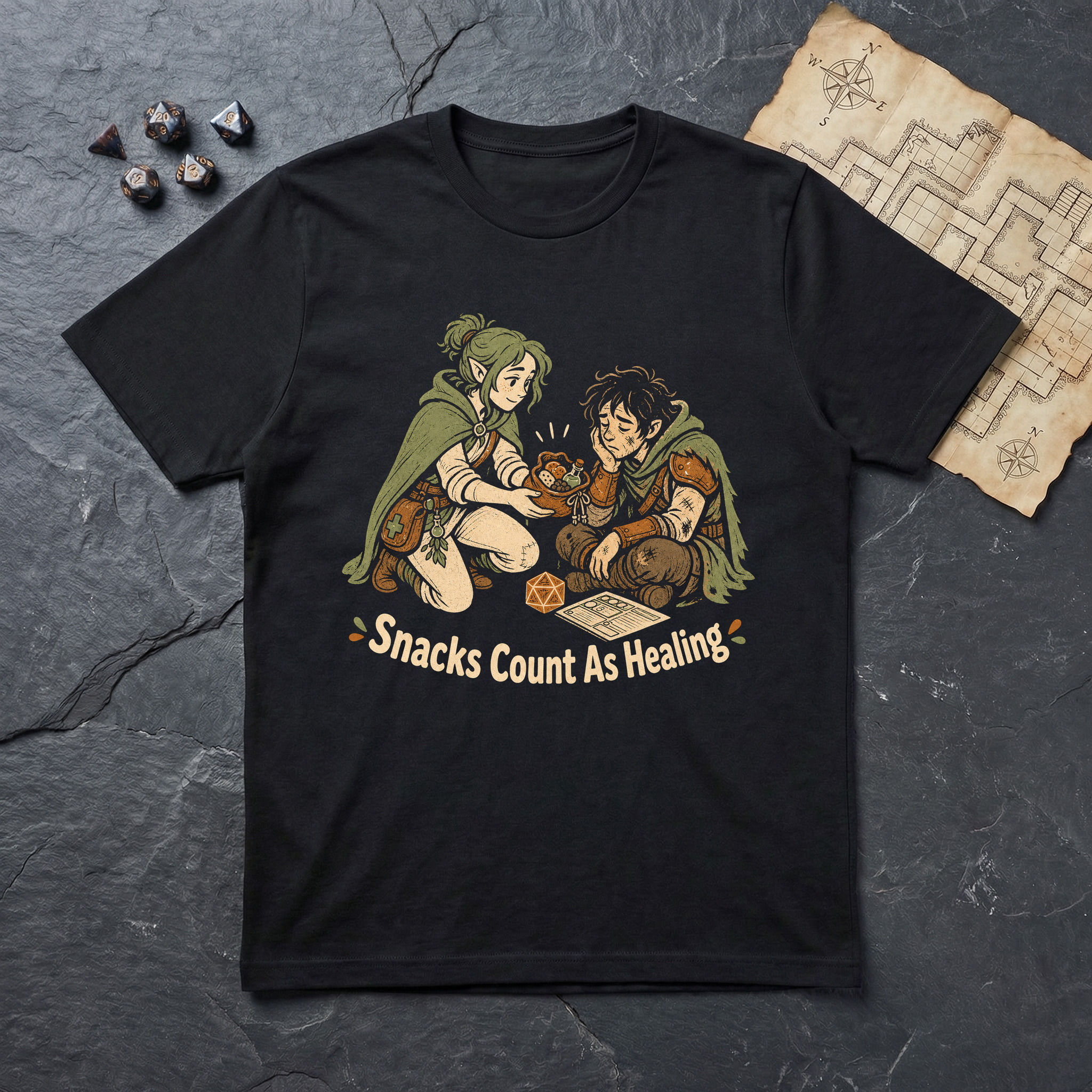 Snacks Count As Healing T-Shirt — Black
